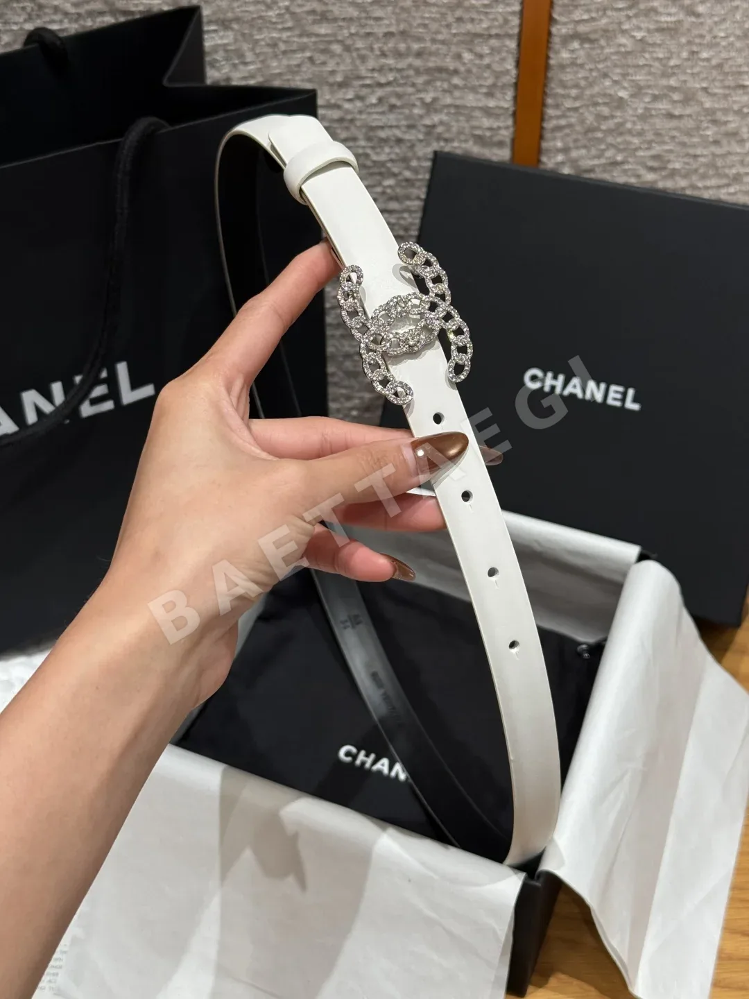 샤넬 스와로브스키 송아지가죽 여성용 벨트 상세 이미지 3