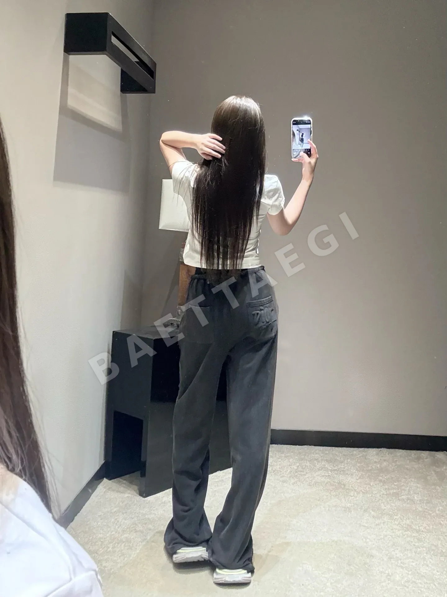 디올 블루 와이드 레그 여성 바지 상세 이미지 7