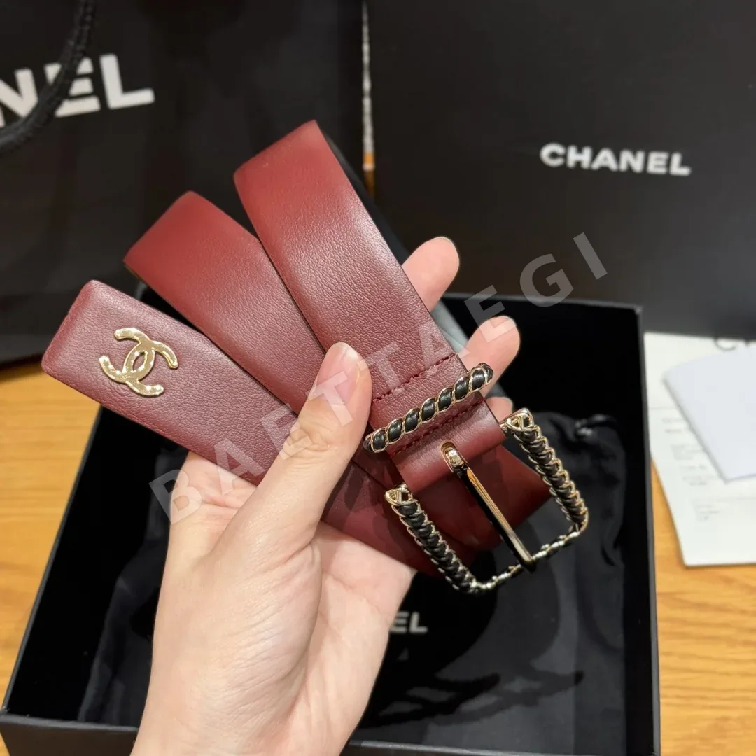 샤넬 꼬임 짜임 CC장식 소가죽 벨트 상세 이미지 3