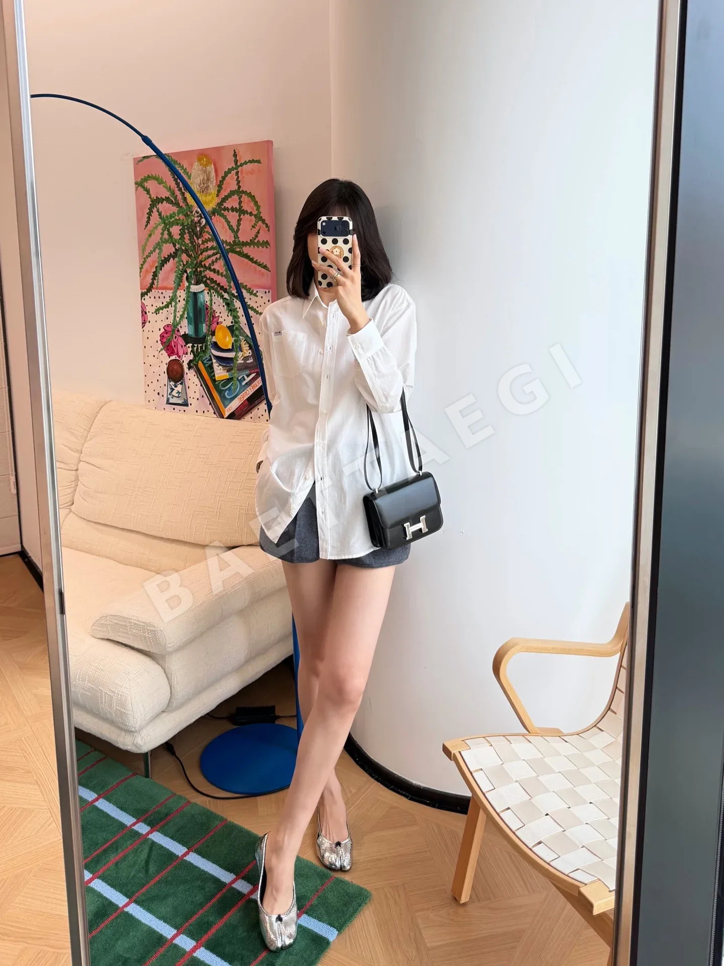 프라다 코튼 린넨 여성 셔츠 상세 이미지 6