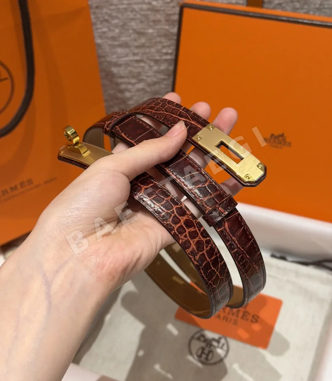 에르메스 켈리 버클 카프스킨 벨트 18mm 상세 이미지 2