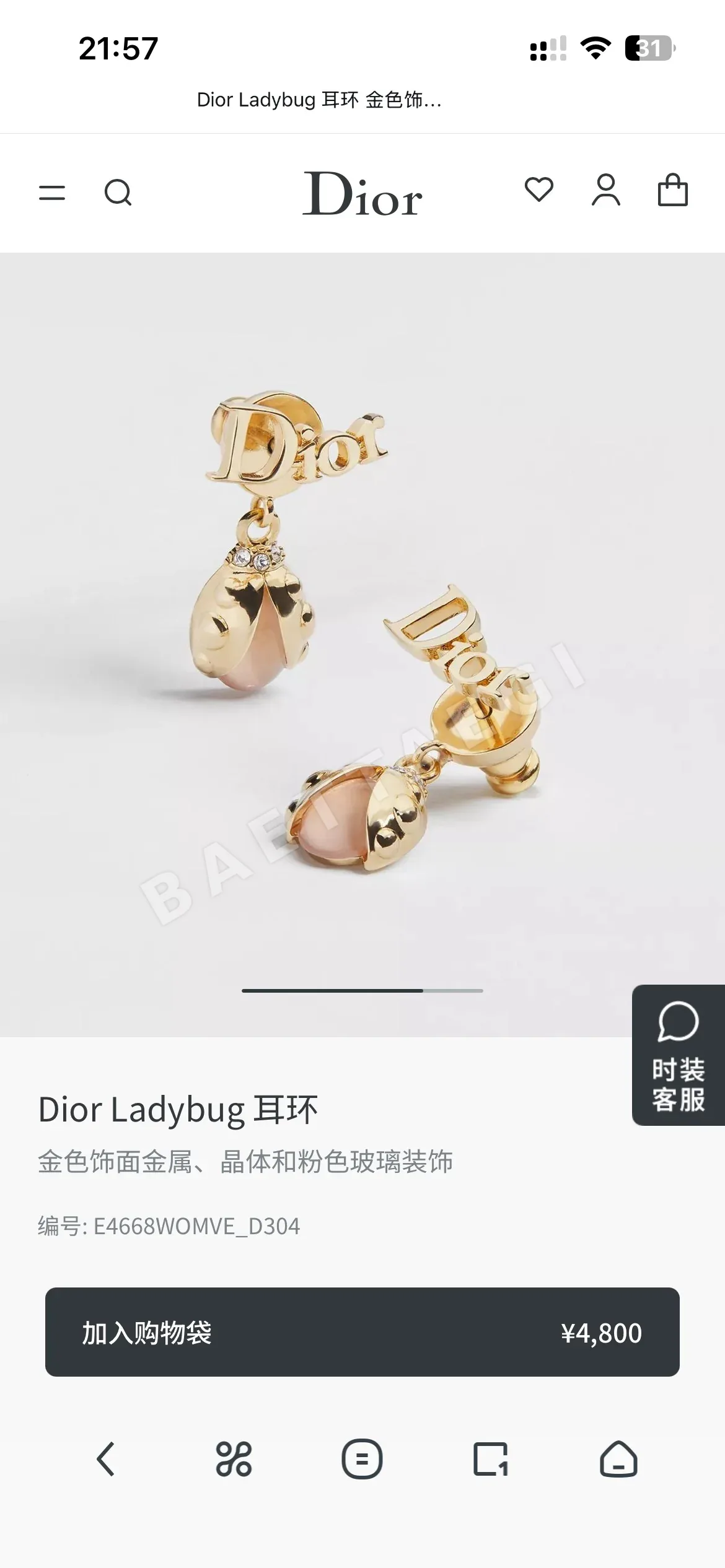 디올 무당벌레 메탈릭 귀걸이 상세 이미지 2