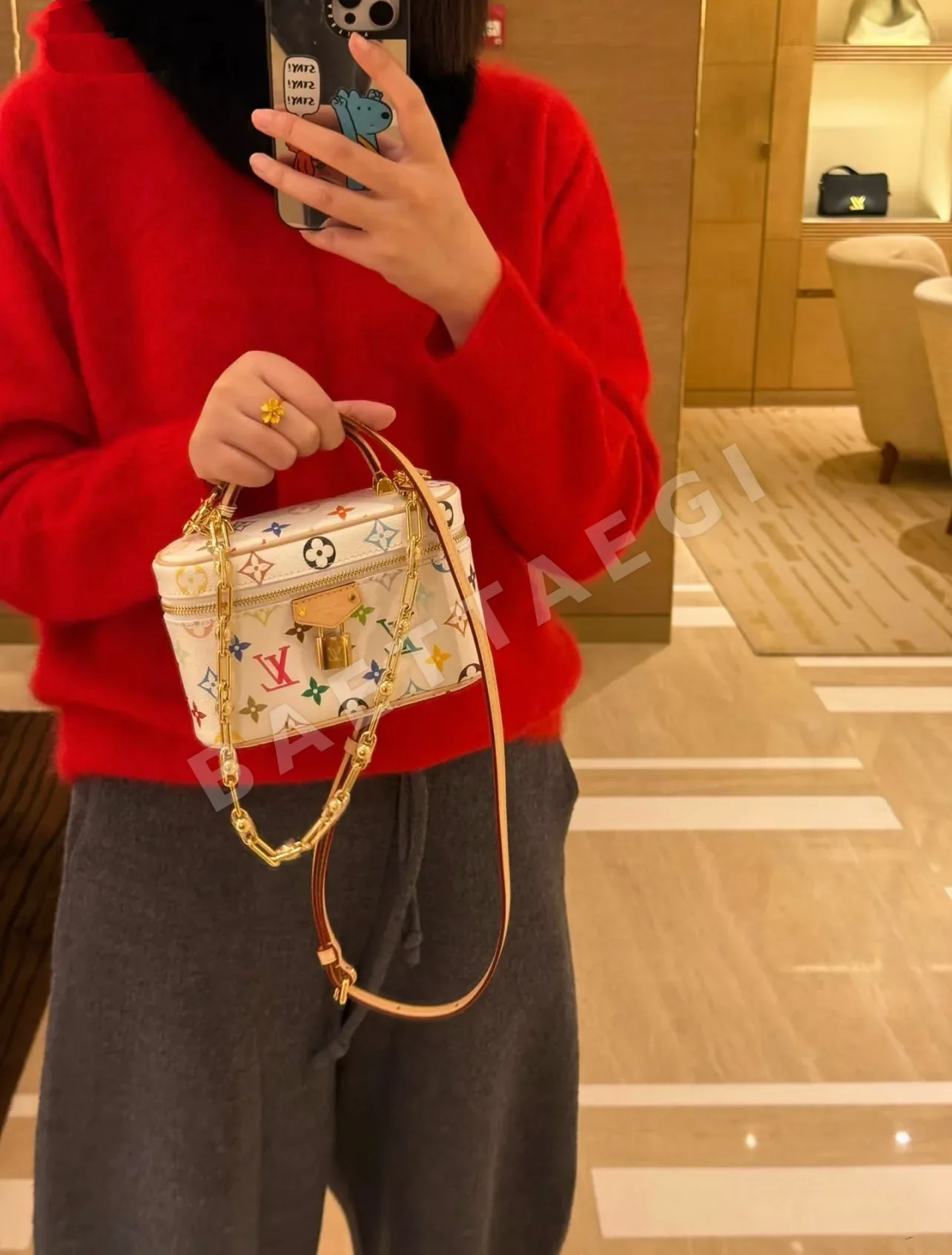 루이비통 화이트 3색 바니티 메이크업 파우치 M13662