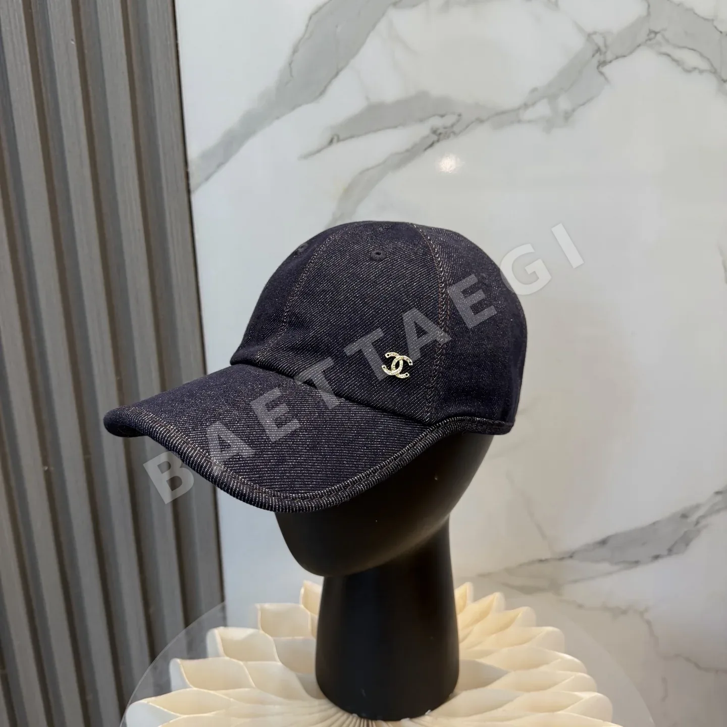 샤넬 데님 더블 C 로고 캡 118641