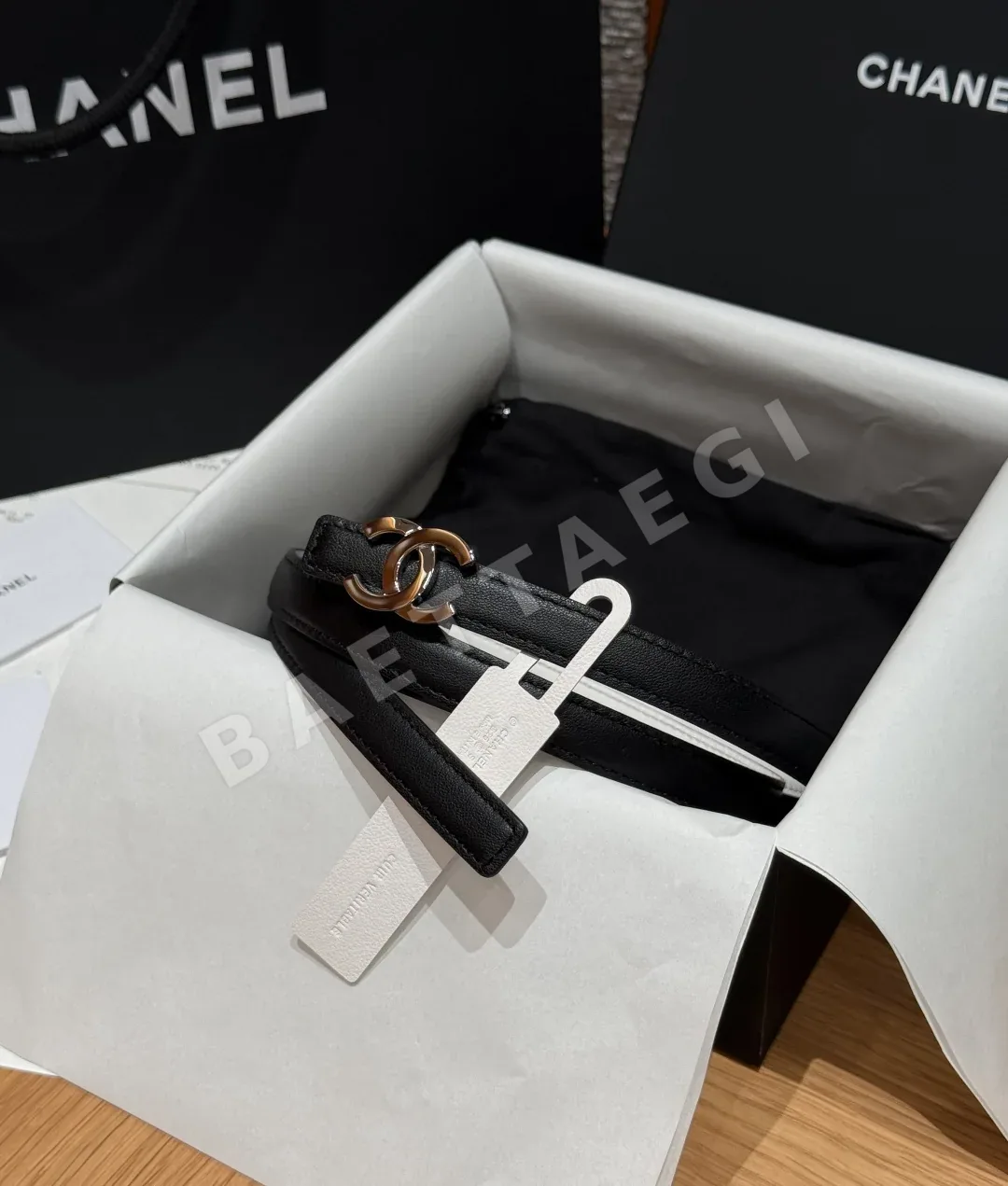 샤넬 더블 C 버클 양면 가죽 벨트 177361