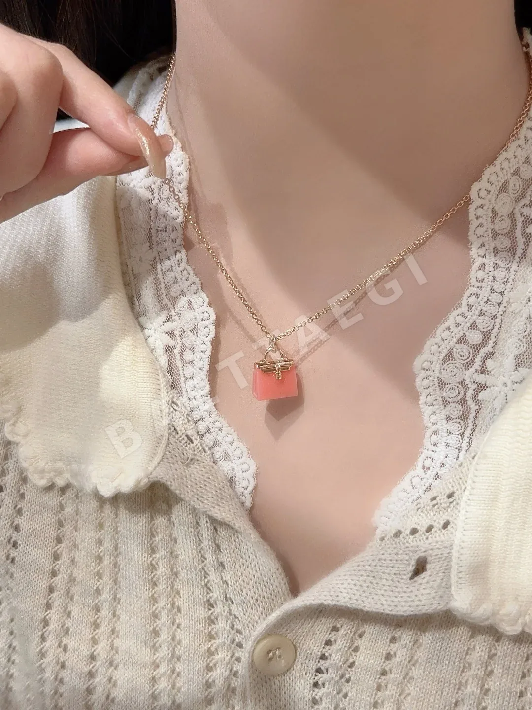 에르메스 핑크 콘스탄스 롱 펜던트 목걸이 상세 이미지 8