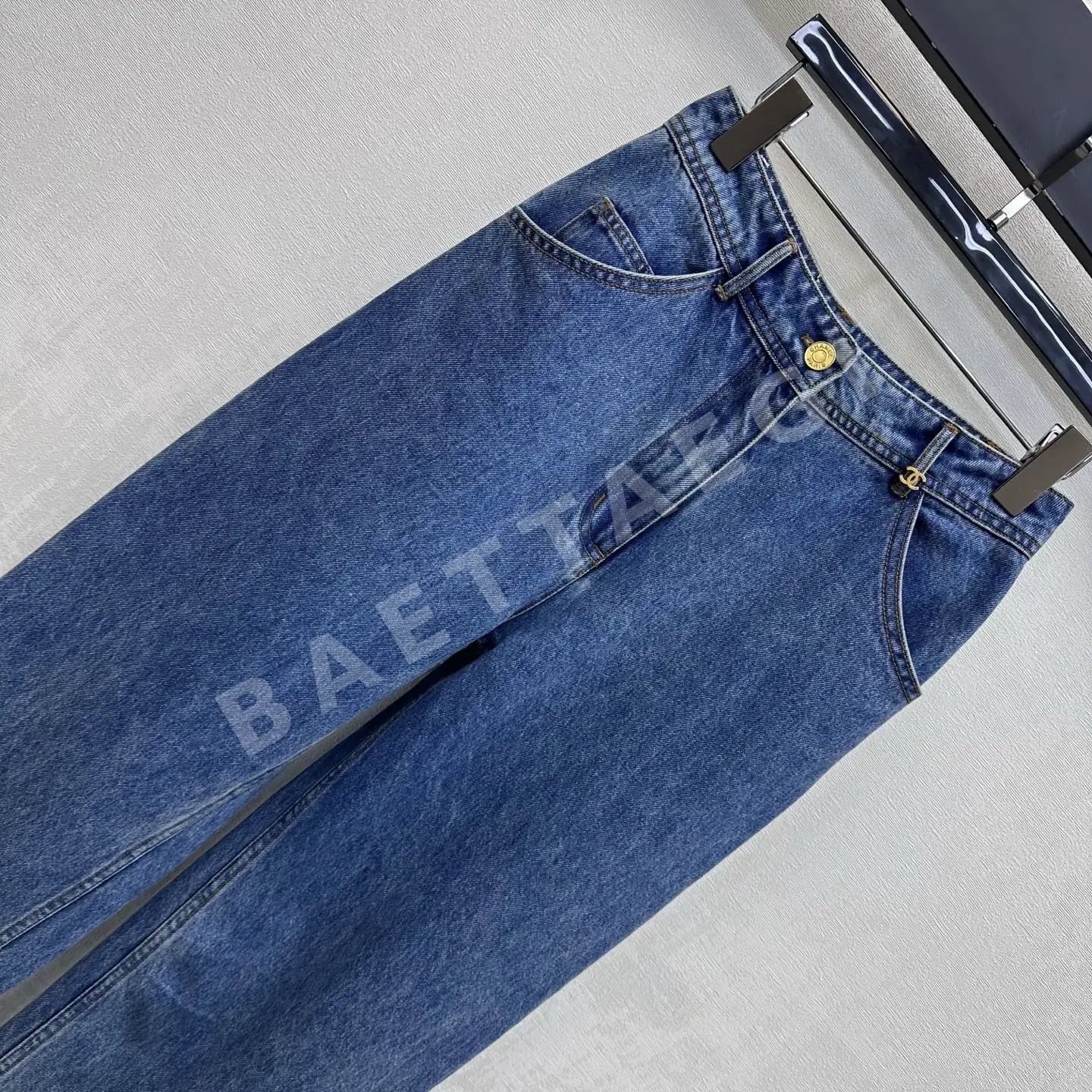 샤넬 자수 하이웨스트 스트레이트 레그 데님 바지 상세 이미지 2