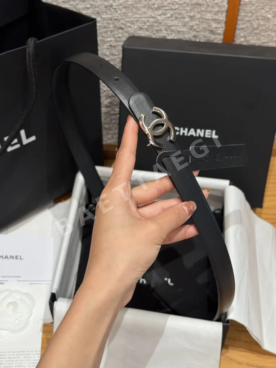 샤넬 더블 C 메탈 클라스프 양면 송아지가죽 벨트 상세 이미지 8