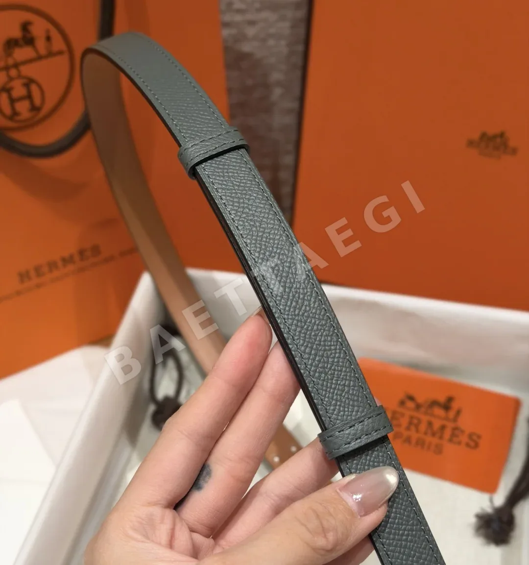 에르메스 켈리 팔라듐 도금 버클 헌터 가죽 벨트 상세 이미지 8