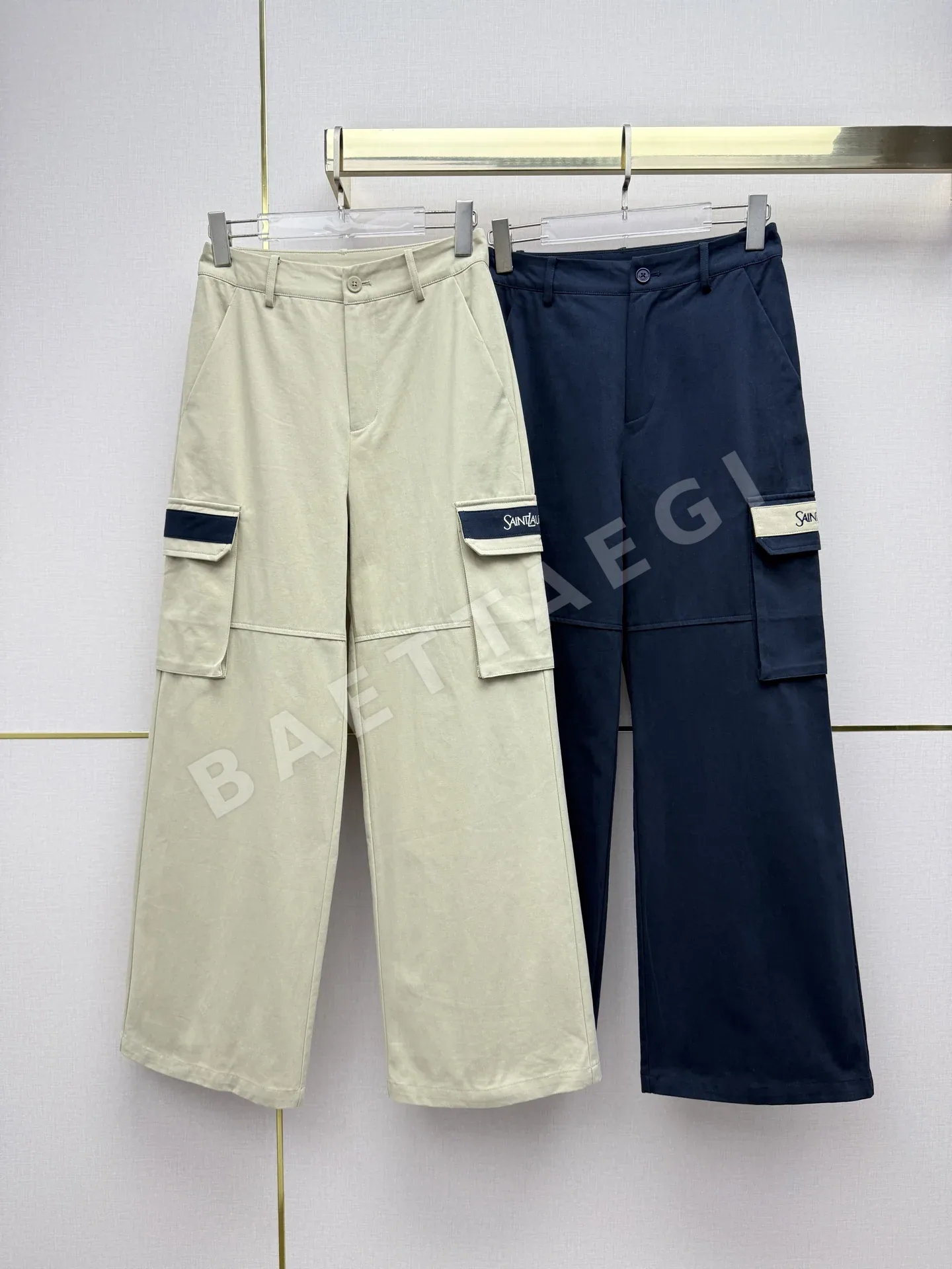 생로랑 컬러 블록 카고 팬츠 여성 바지 상세 이미지 3