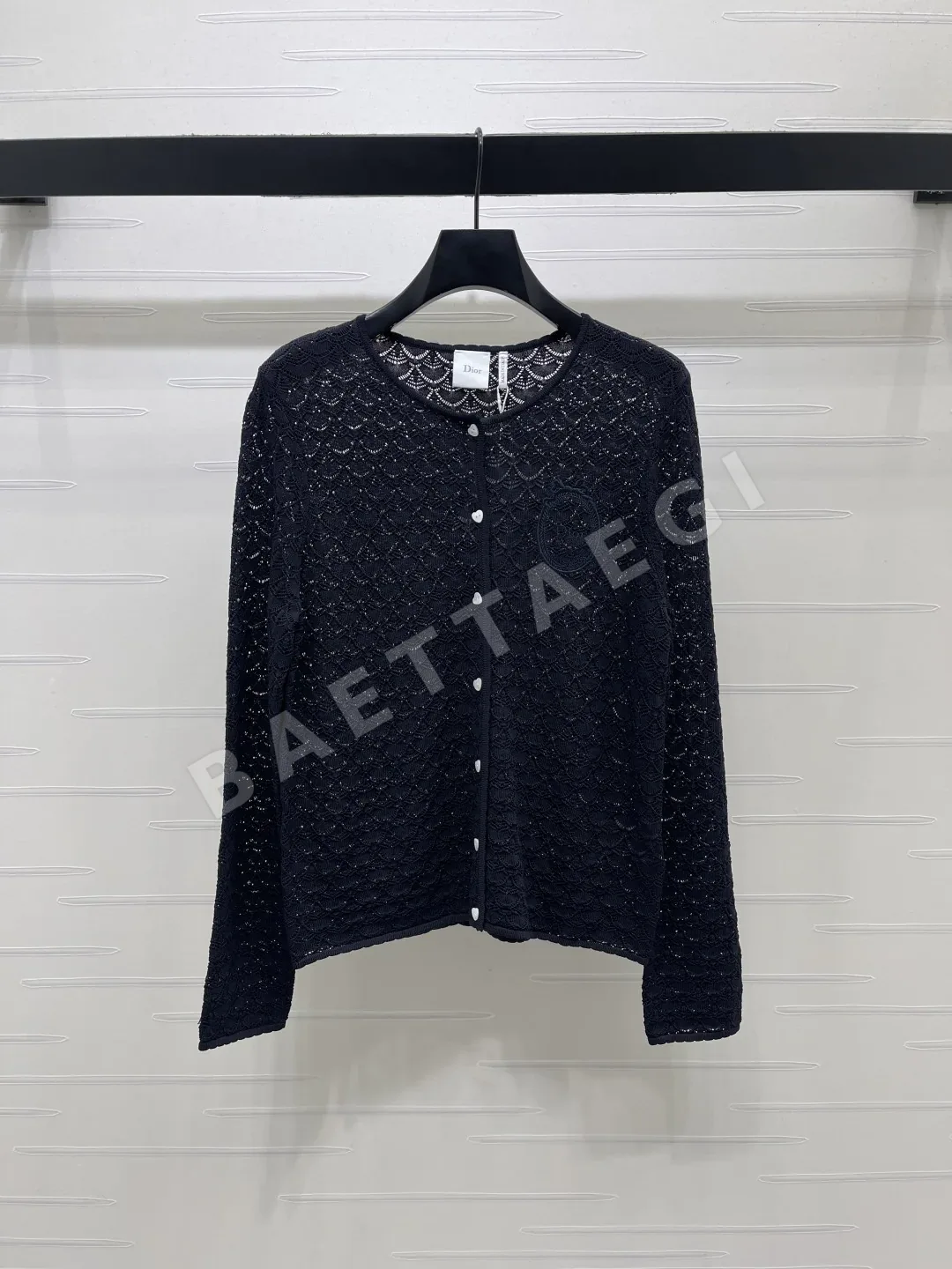 디올 시스루 패턴 라운드넥 니트 가디건 154655