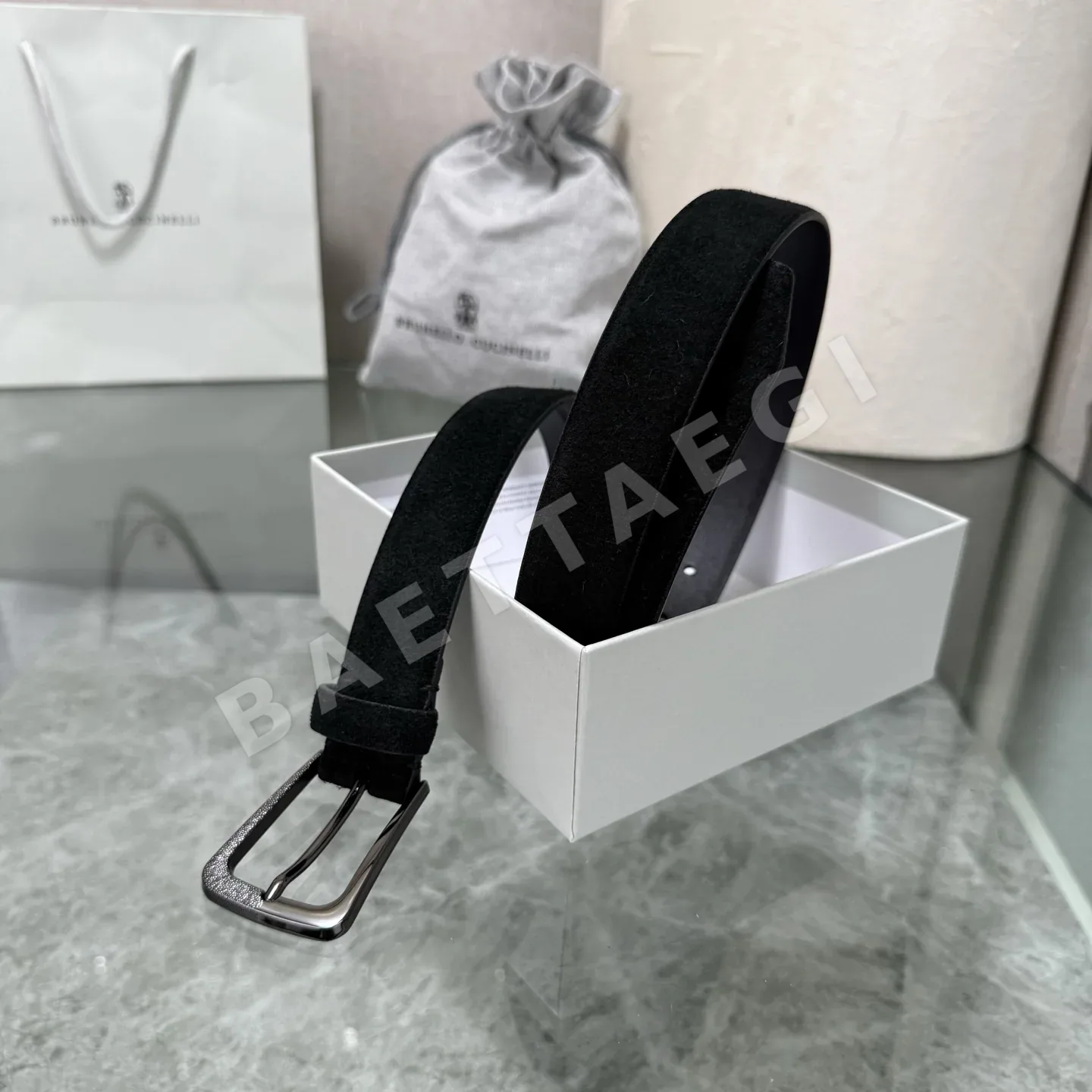 브루넬로쿠치넬리 와이드 소가죽 벨트 상세 이미지 6