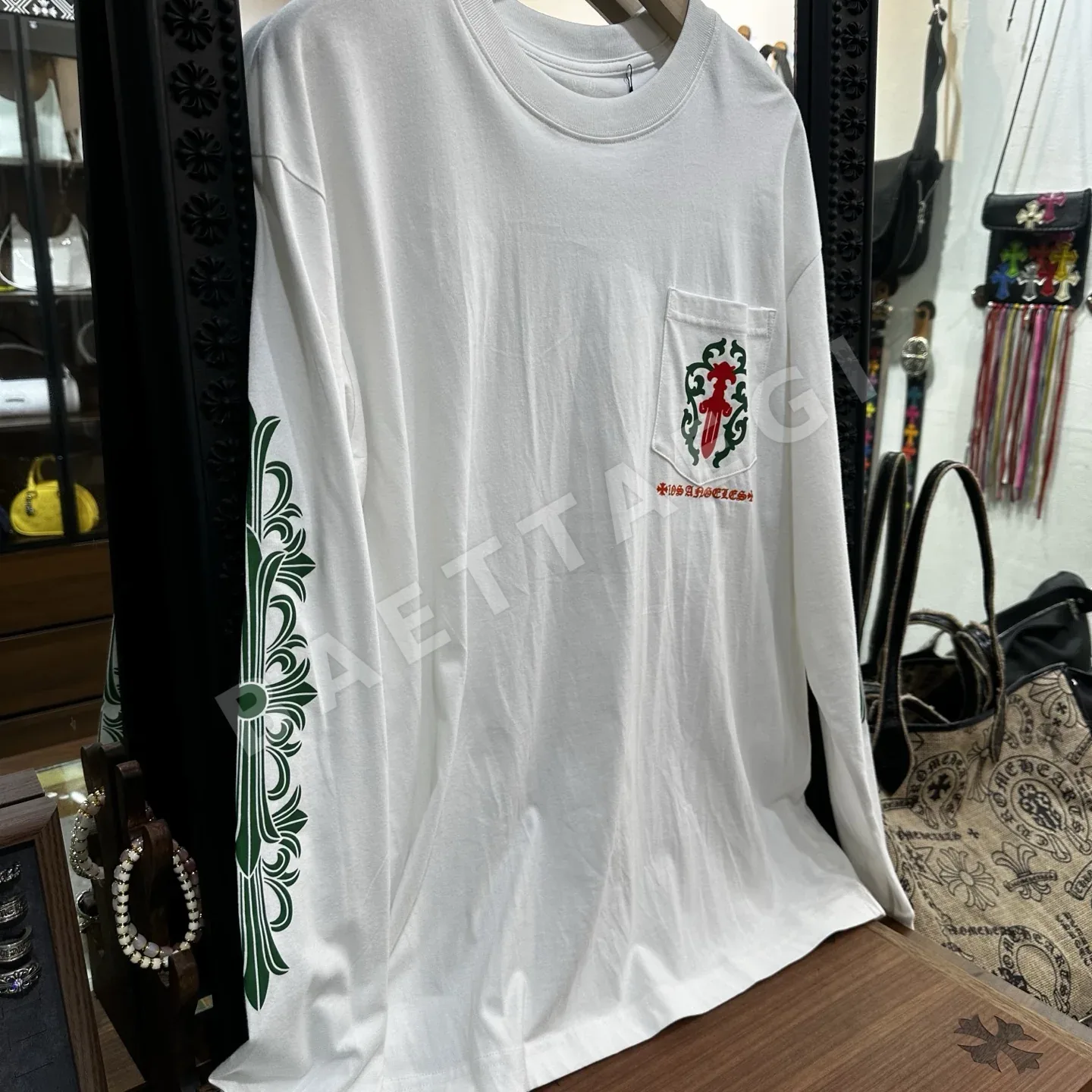 크롬하츠 그린 더블 슬리브 남성 긴팔 티셔츠 163894