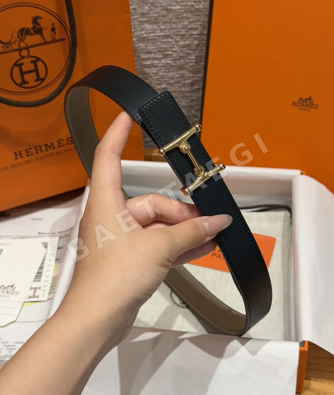 에르메스 모르스 H 리버서블 가죽 벨트 상세 이미지 5