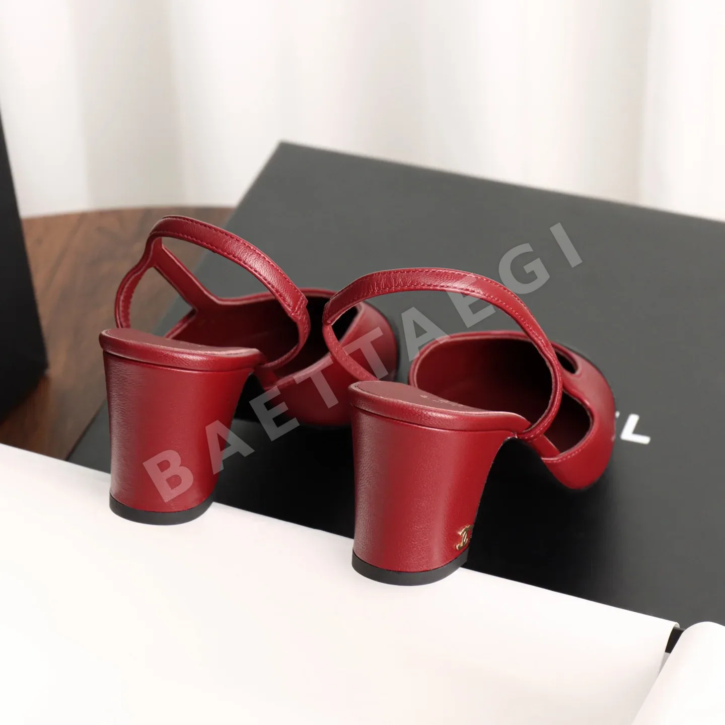 샤넬 버건디 램스킨 슬립백 신발 3464 상세 이미지 8
