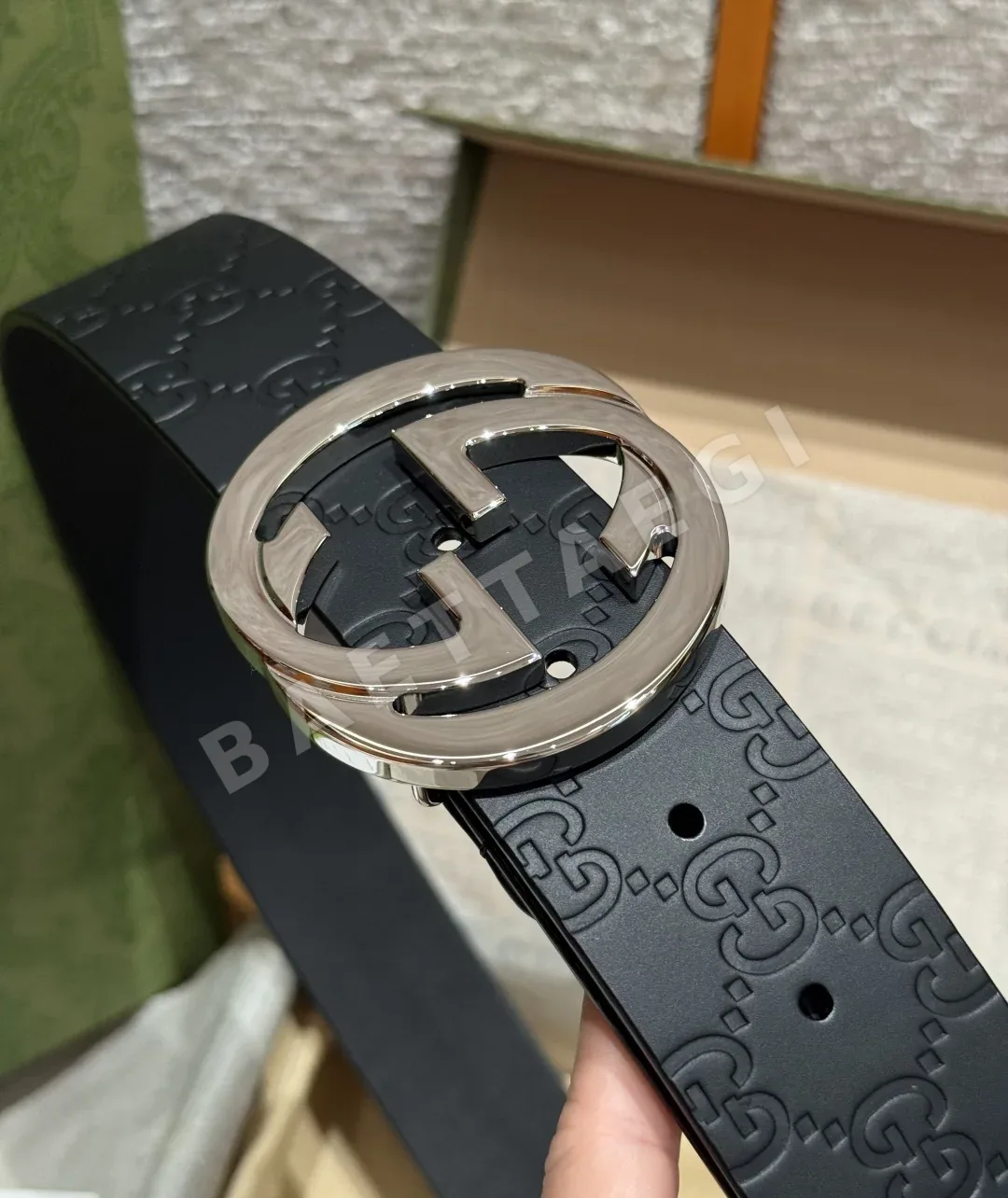 구찌 더블 G 버클 소가죽 벨트 4 CM 상세 이미지 4