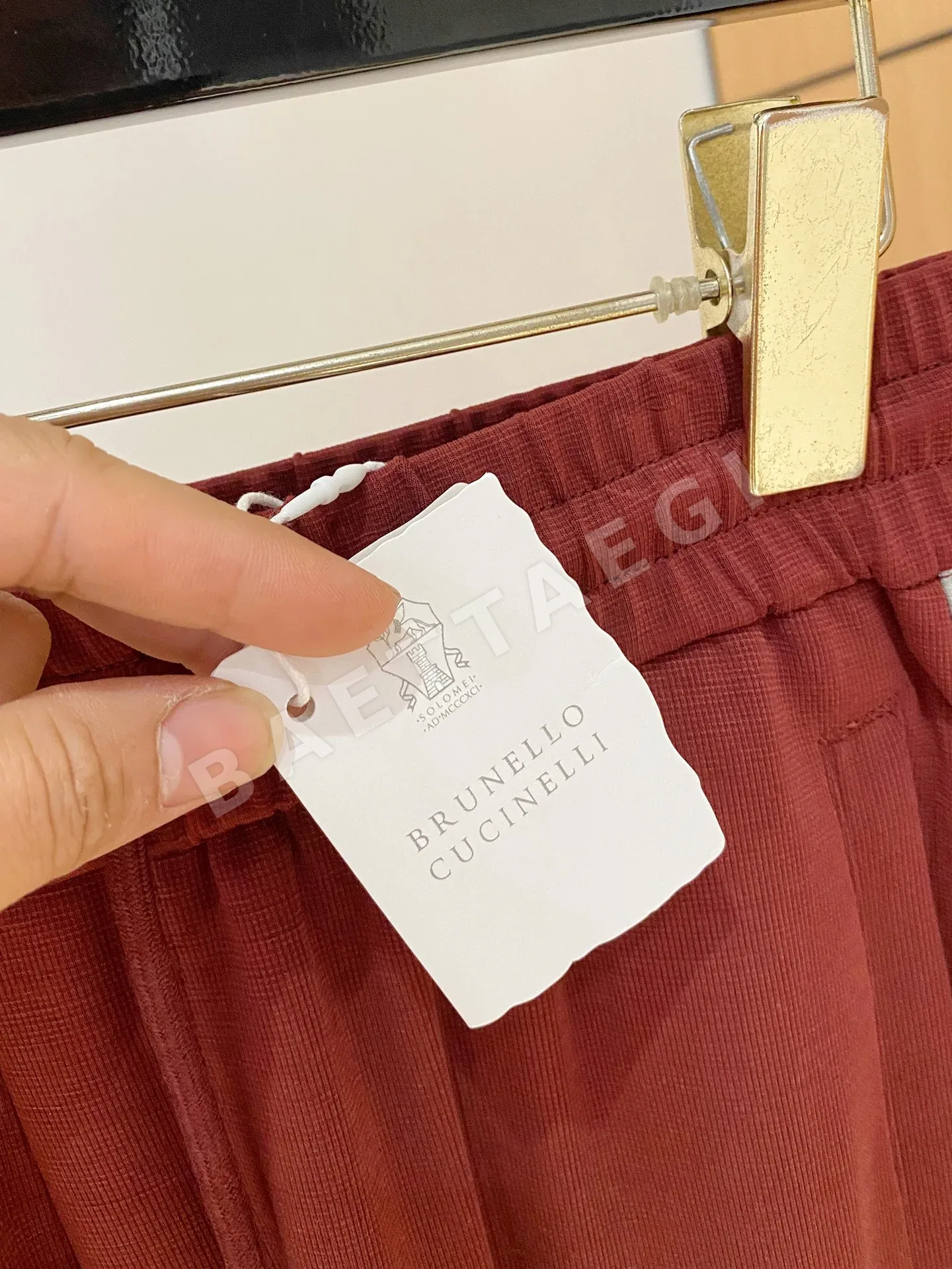 브루넬로쿠치넬리 에어리 라이스 그레인 체크 남성 바지 상세 이미지 6
