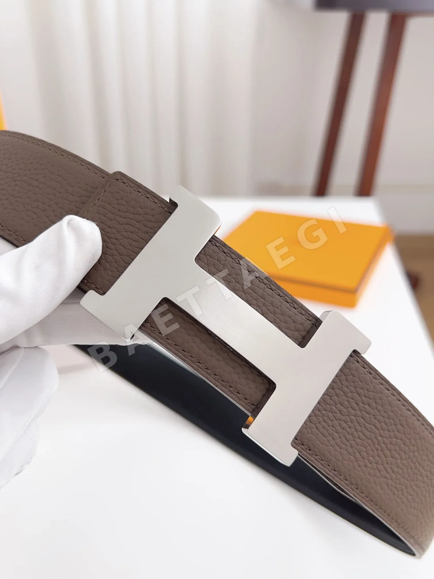 에르메스 토고산 페블드 카프스킨 벨트 상세 이미지 9
