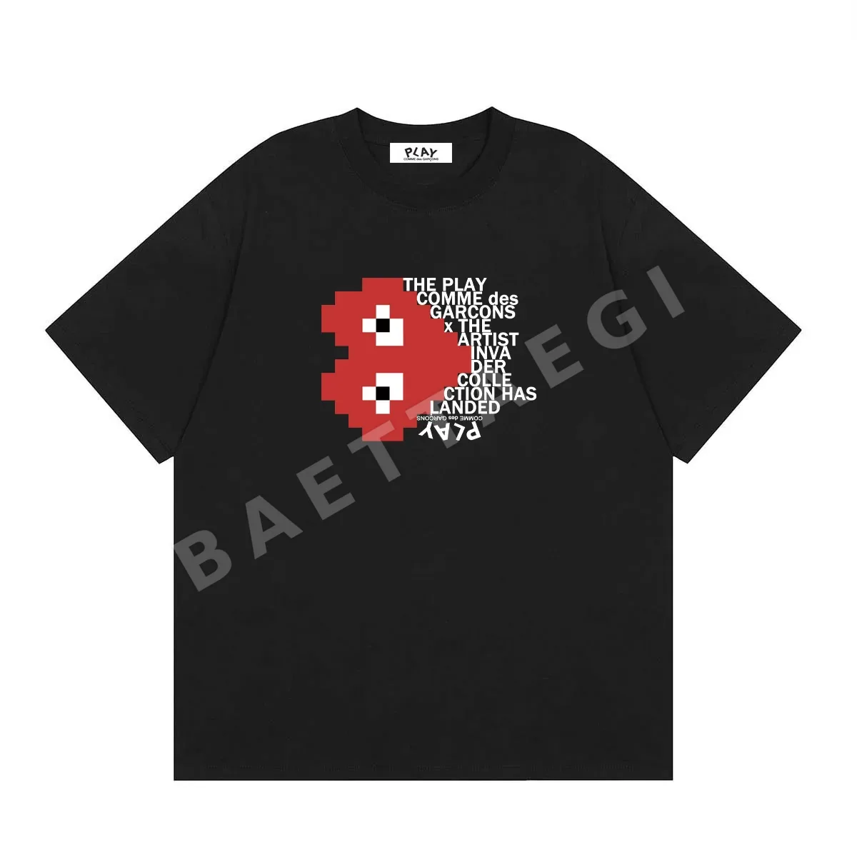 꼼데가르송 여성 하트 프린트 반팔 티셔츠 상세 이미지 2