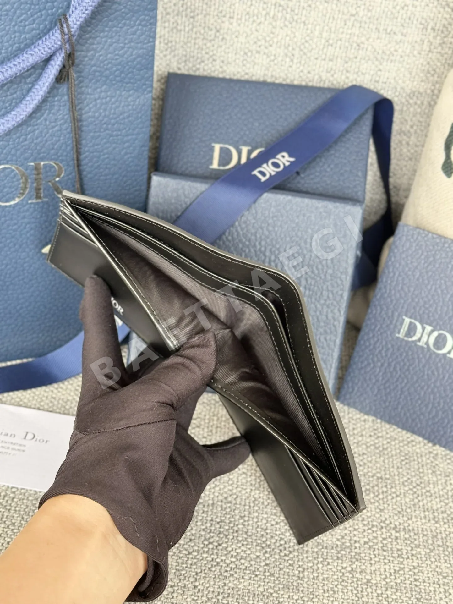 디올 CD 로고 블랙 가죽 반지갑 상세 이미지 9