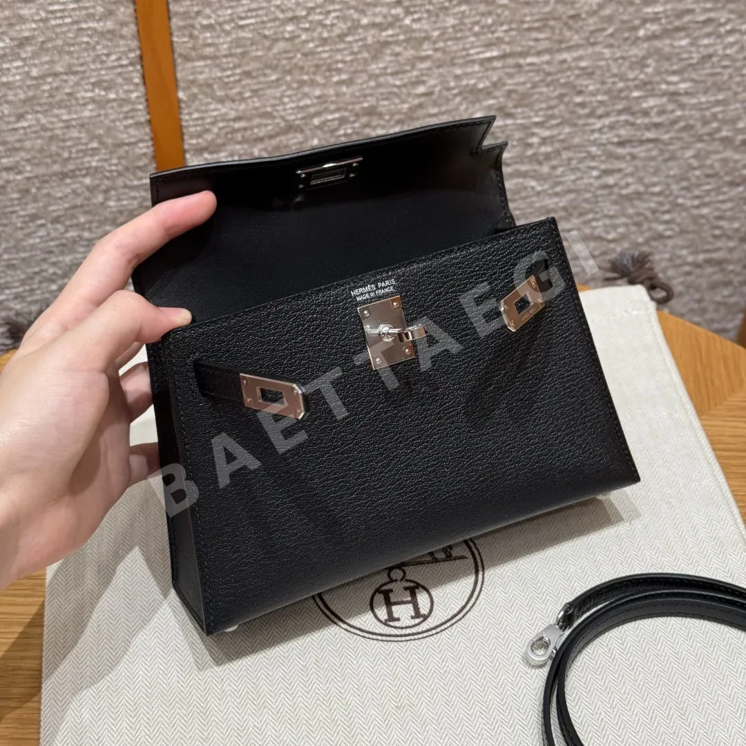 에르메스 미니 켈리 2 19 블랙 실버 하드웨어 18278