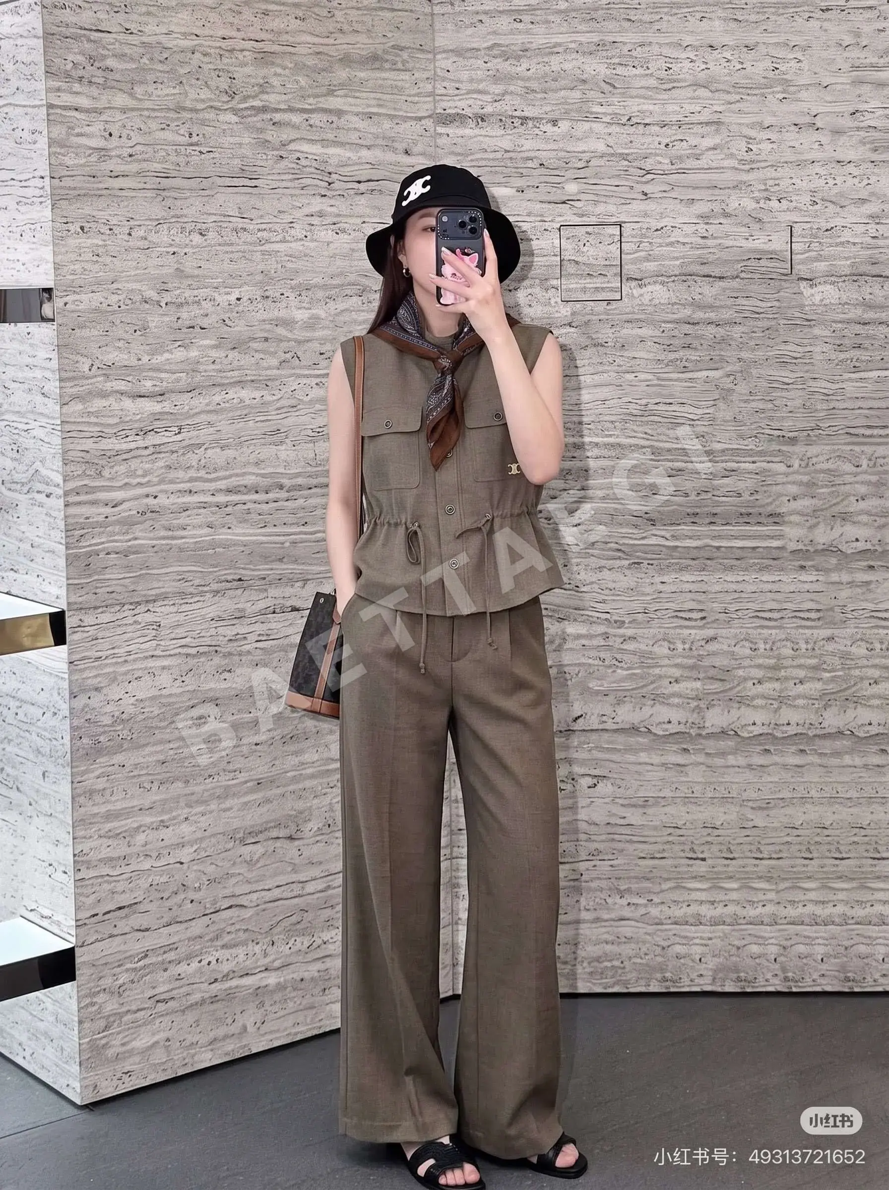 셀린느 카고 베스트 와이드 팬츠 세트 상세 이미지 2