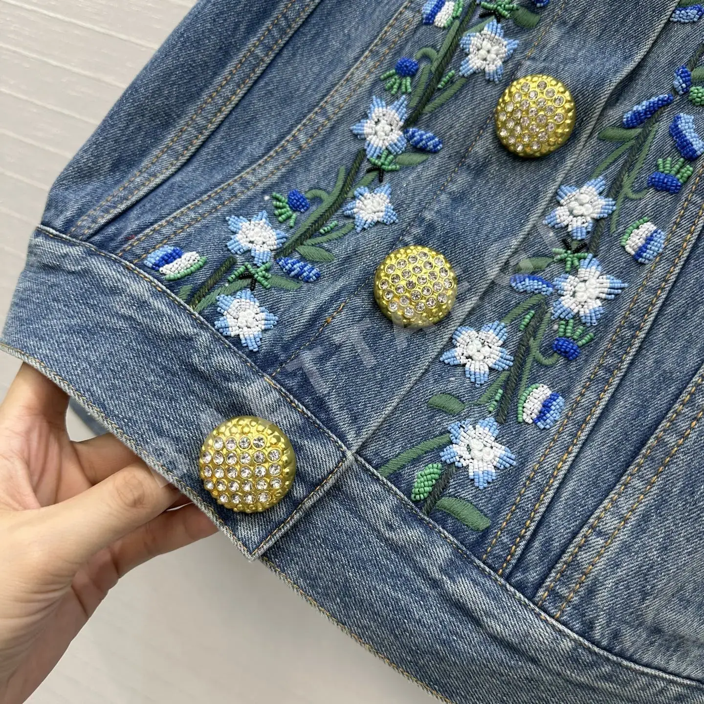 발렌티노 비즈 자수 데님 여성 자켓 상세 이미지 5