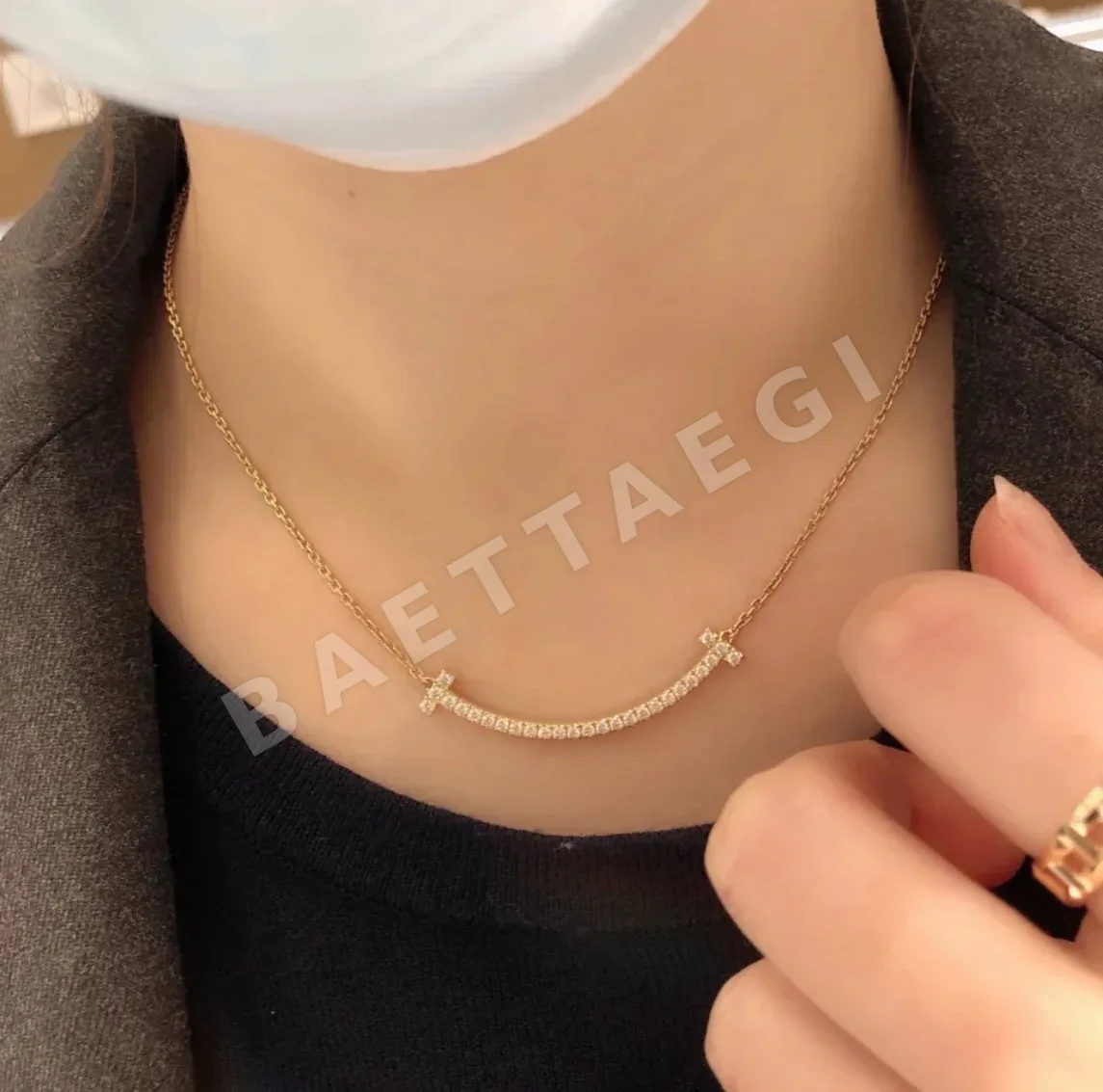 티파니 스마일 페이스 더블 T925 실버 목걸이 상세 이미지 8