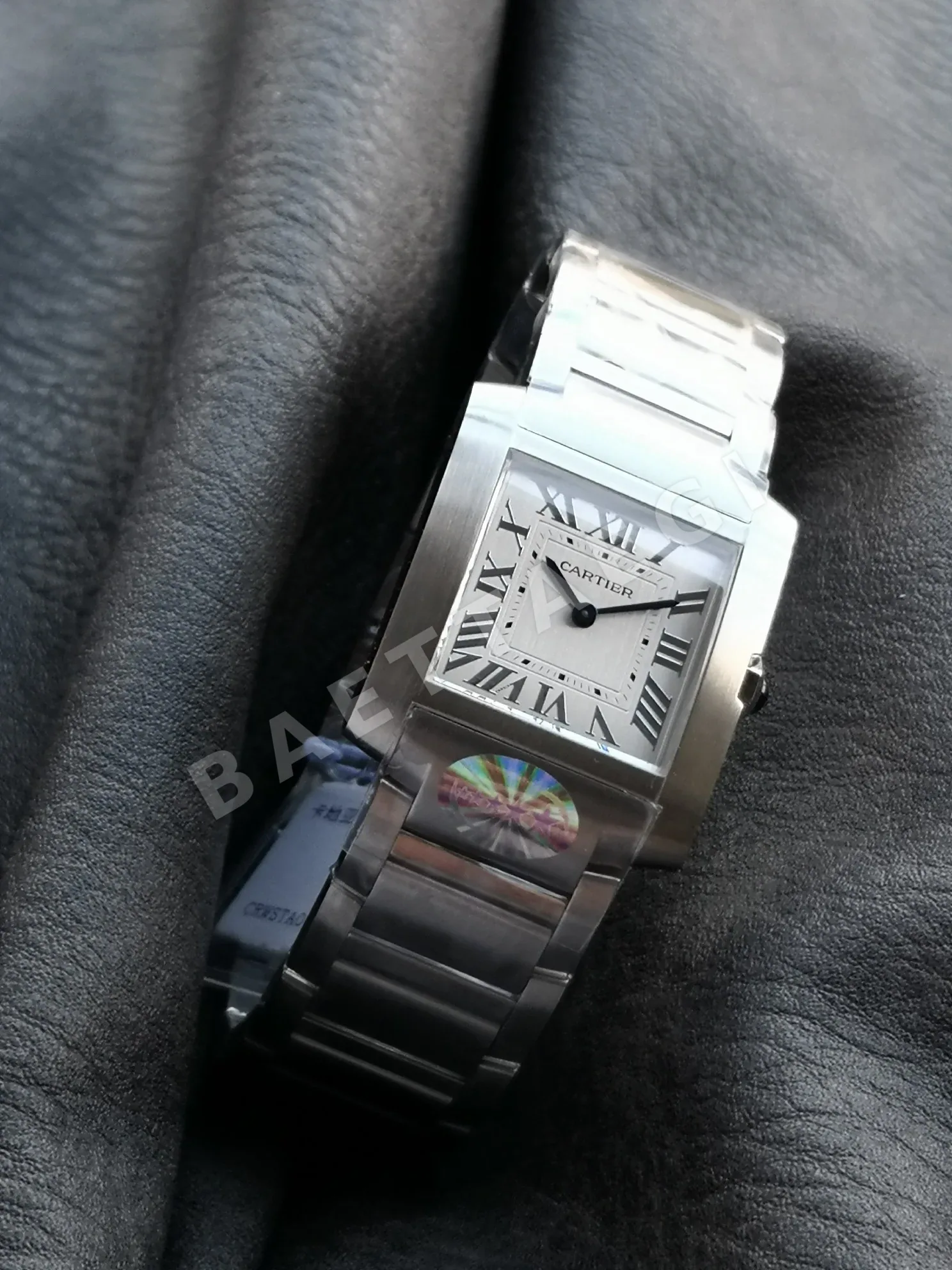 까르띠에 탱크 5 S공장 쿼츠 무브먼트 블루 화이트 스틸밴드 레플리카 42733 Cartier 상세 이미지 3