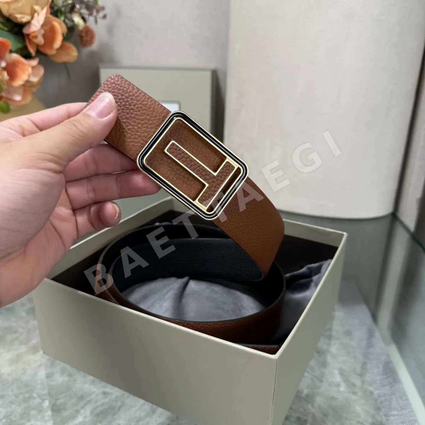 톰포드 양면 탑 그레인 소가죽 벨트 상세 이미지 7