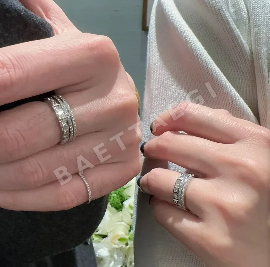 부쉐론 3줄 다이아몬드 실버 골드 도금 반지 상세 이미지 6