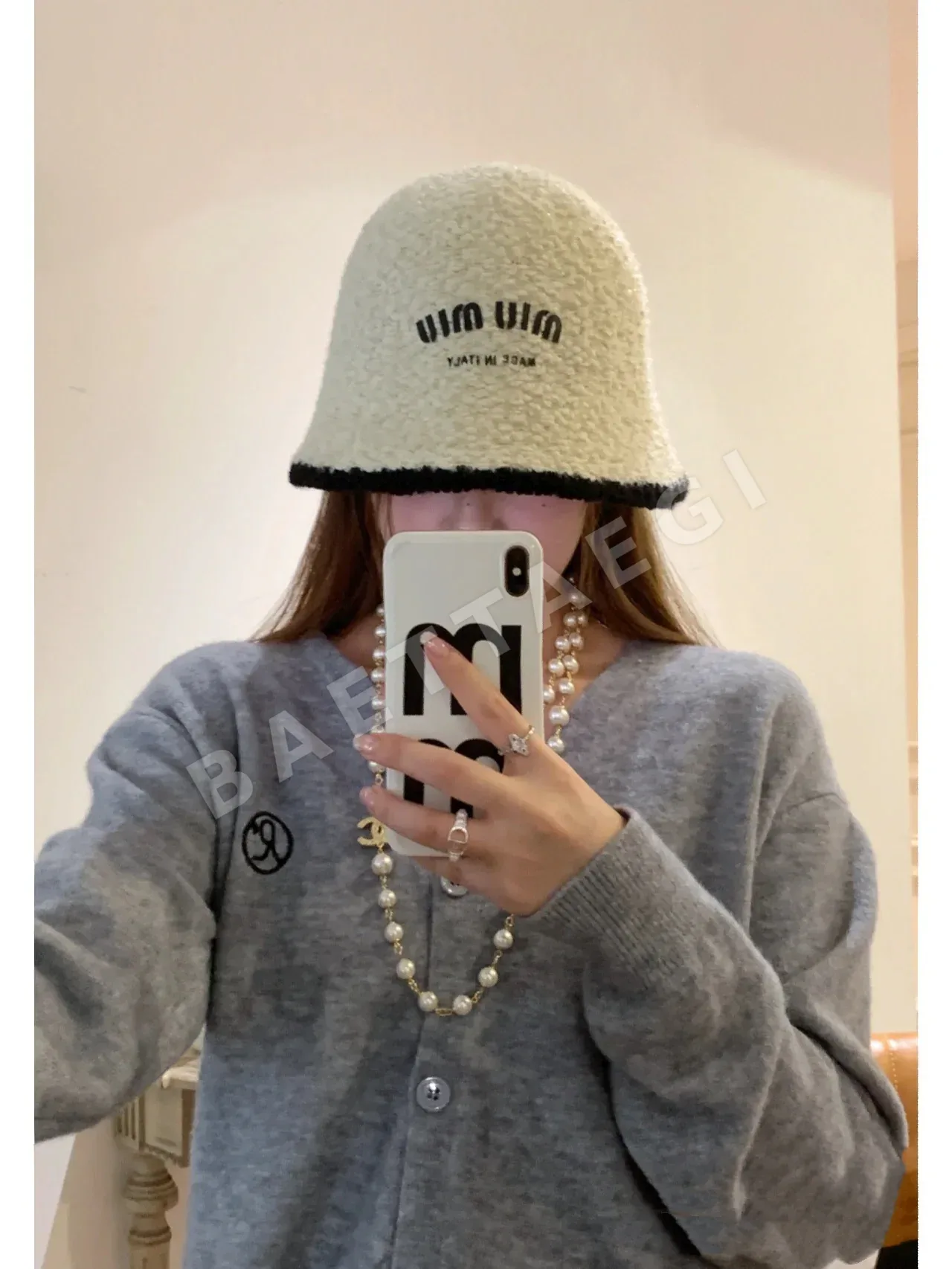 미우미우 램 울 퍼 버킷 햇 모자 상세 이미지 5