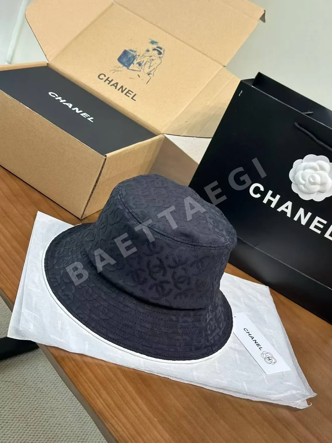 샤넬 로고 버킷 햇 모자 82035