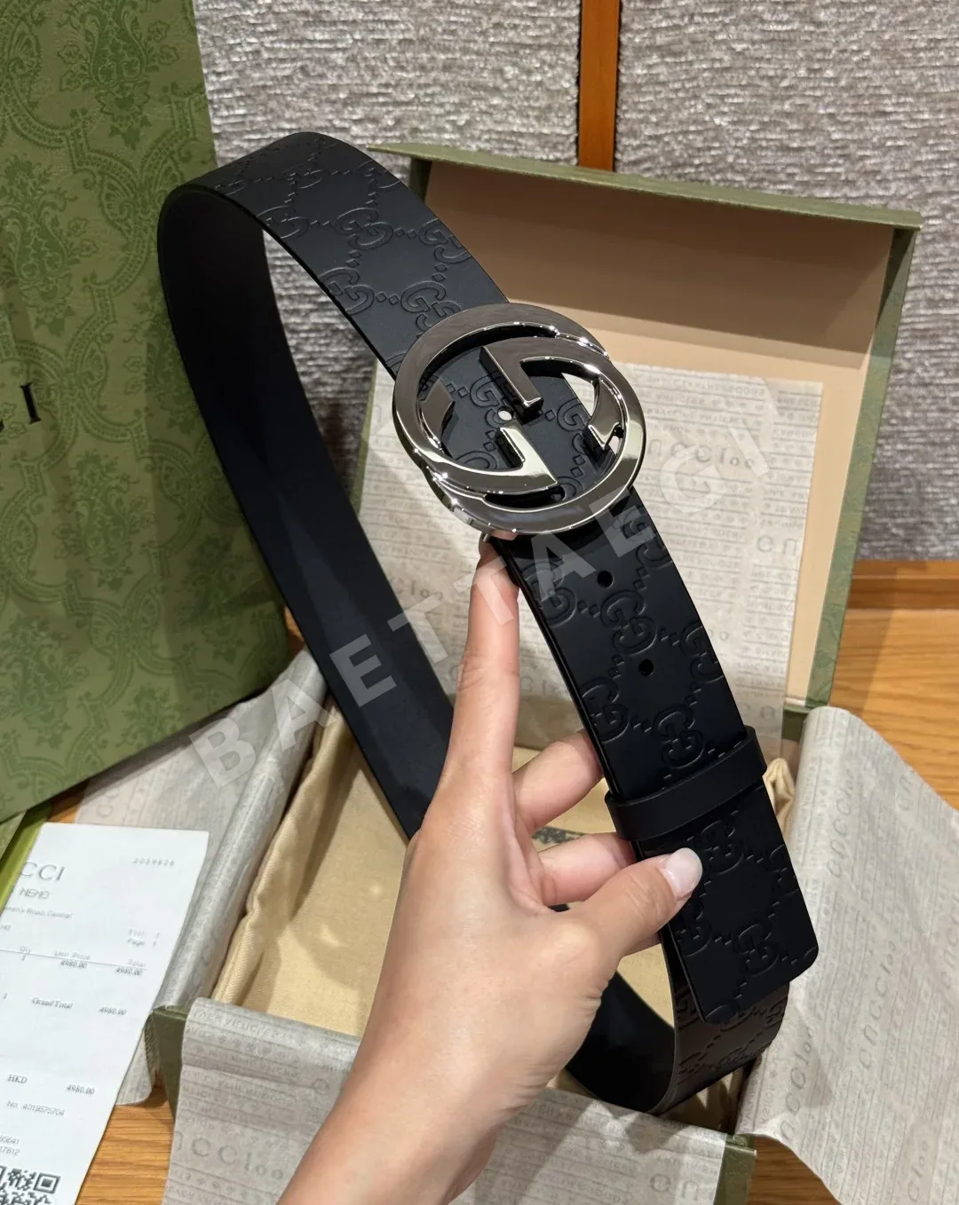 구찌 시그니처 소가죽 더블 G 버클 벨트 상세 이미지 3