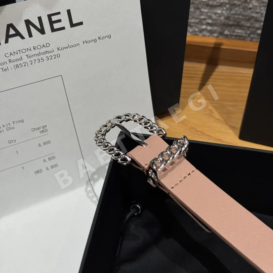 샤넬 체인 로고 소가죽 벨트 상세 이미지 6