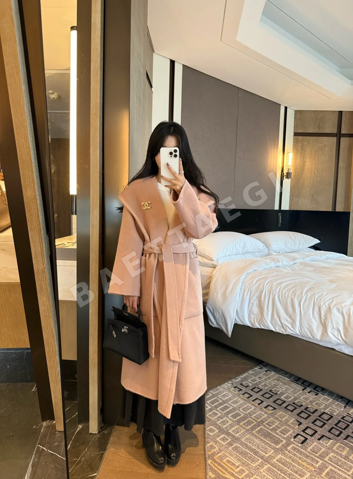 샤넬 보르도 레드 카시미어 울 자켓 186407