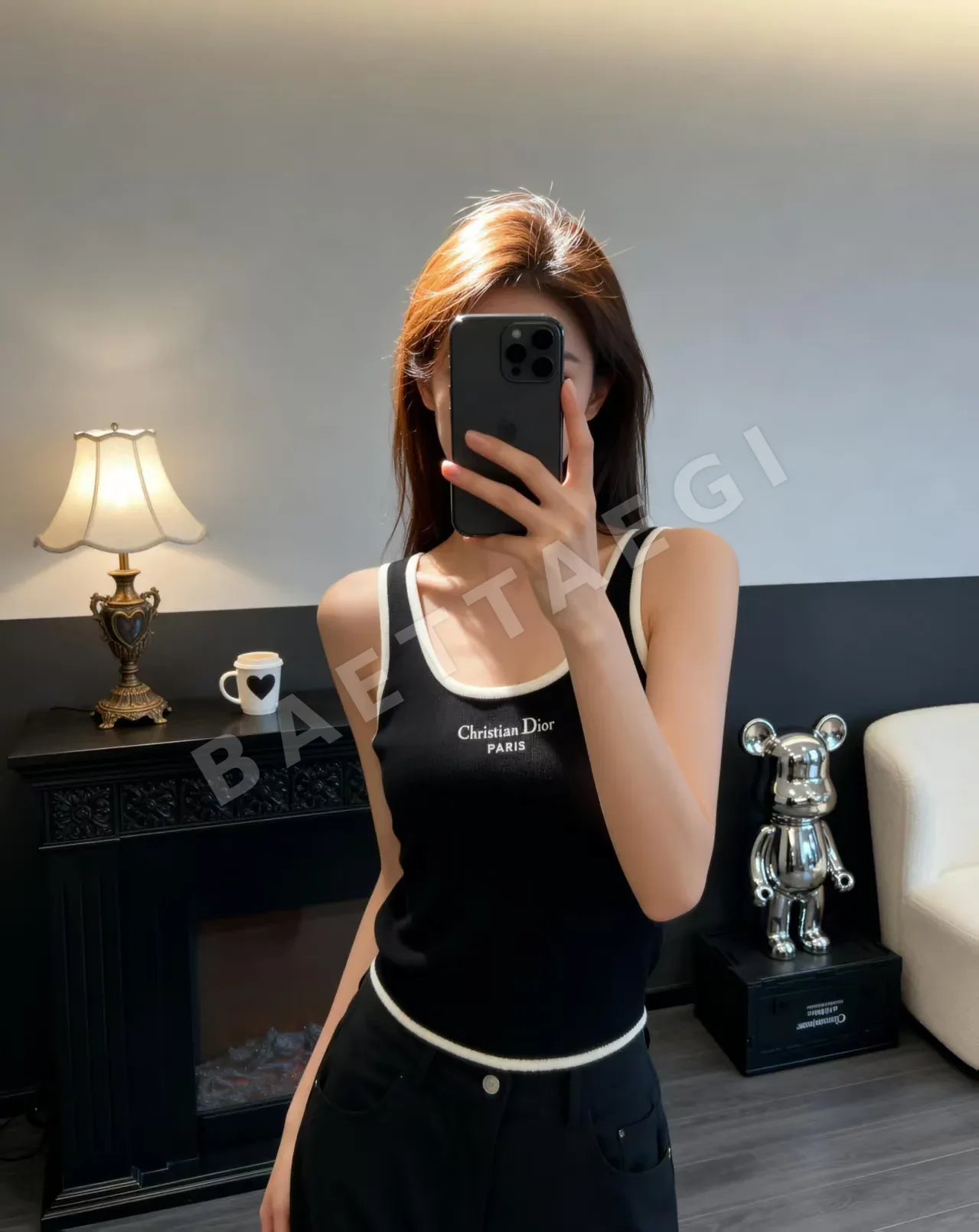 디올 배색 라운드넥 니트 조끼 반팔 여성의류 93466