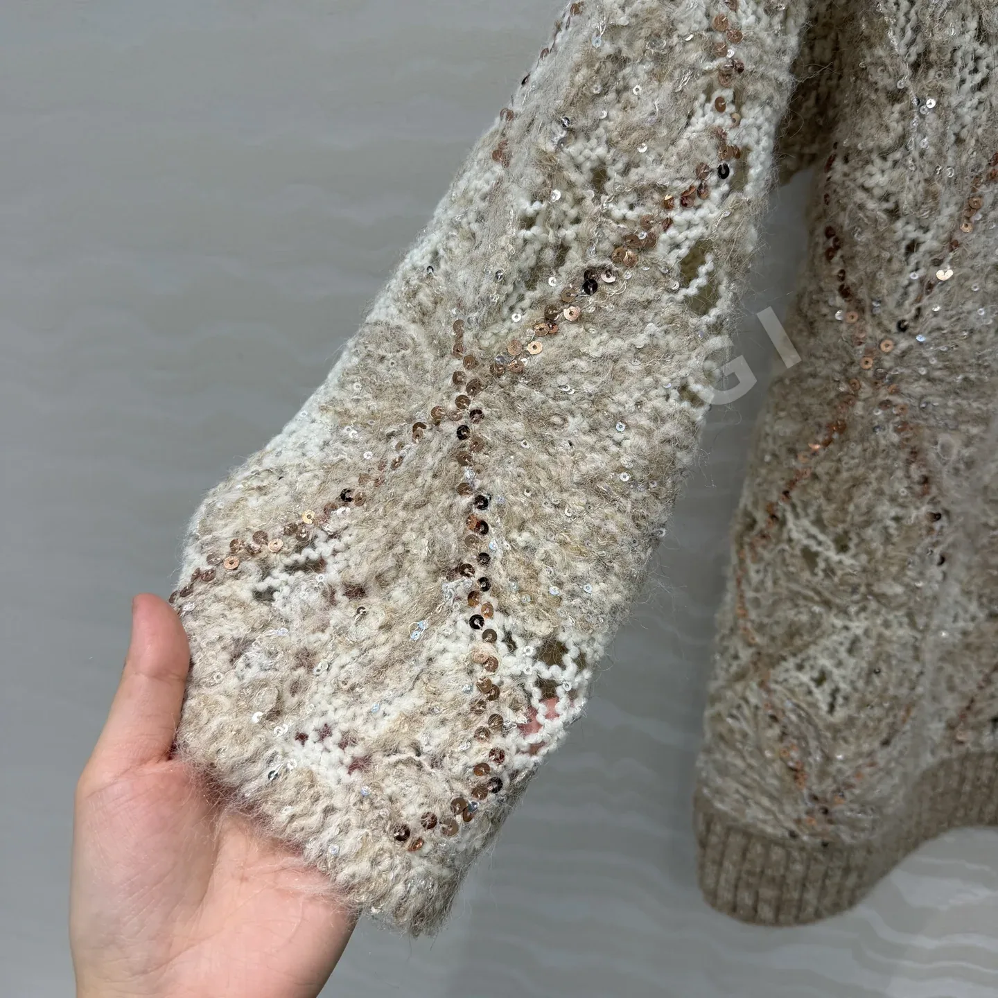 브루넬로쿠치넬리 모헤어 메시 자수 스팽글 가디건 상세 이미지 7