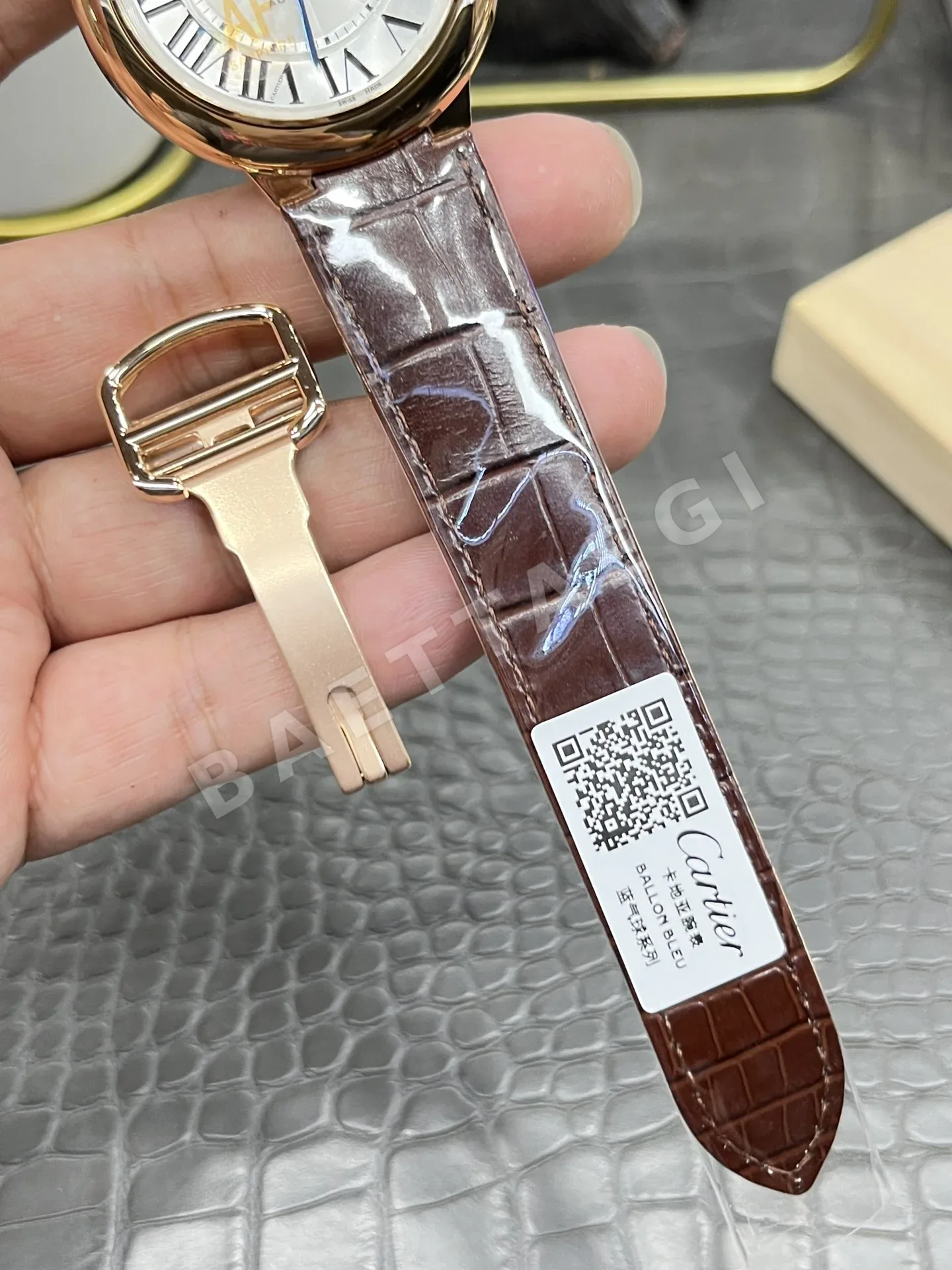 까르띠에 발롱블루 AF공장 2824 오토매틱 무브먼트 시걸 무브먼트 오토매틱 무브먼트 로즈골드 블루 가죽스트랩 레플리카 42589 Cartier 상세 이미지 8