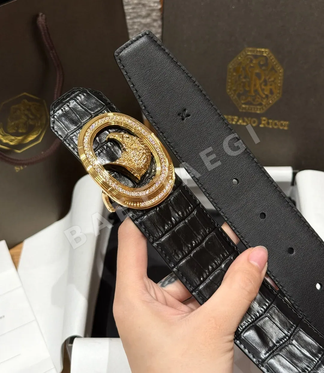 스테파노리치 악어 무늬 소가죽 벨트 상세 이미지 6