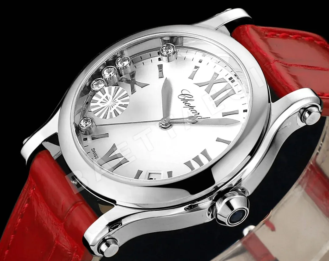 쇼파드 해피 스포츠 DT 공장 리얼 다이아 악어가죽 여성 시계 레플리카 45045 Chopard 상세 이미지 3