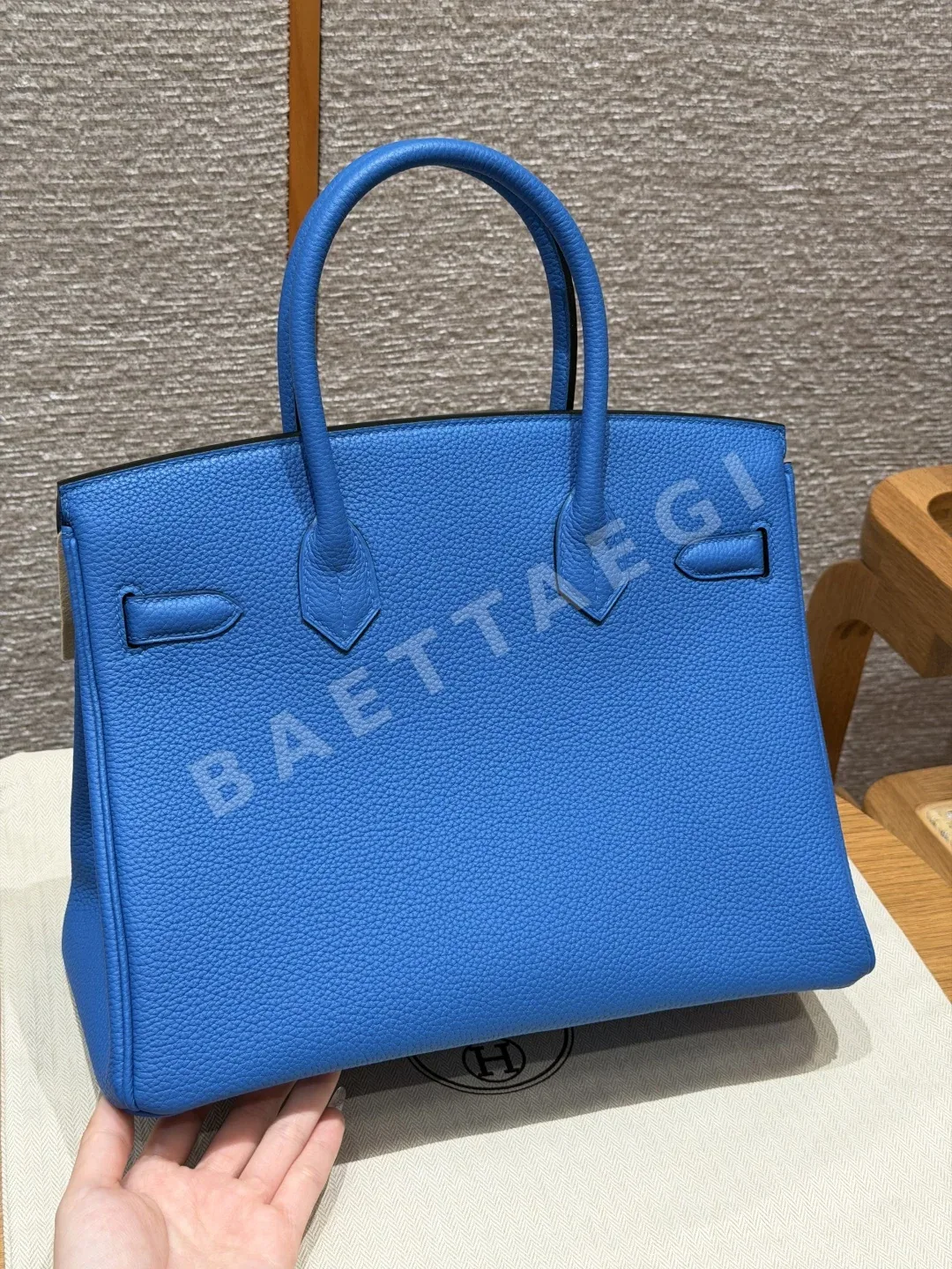에르메스 버킨 30 블루 브리스풀 토고 가죽 가방 상세 이미지 2