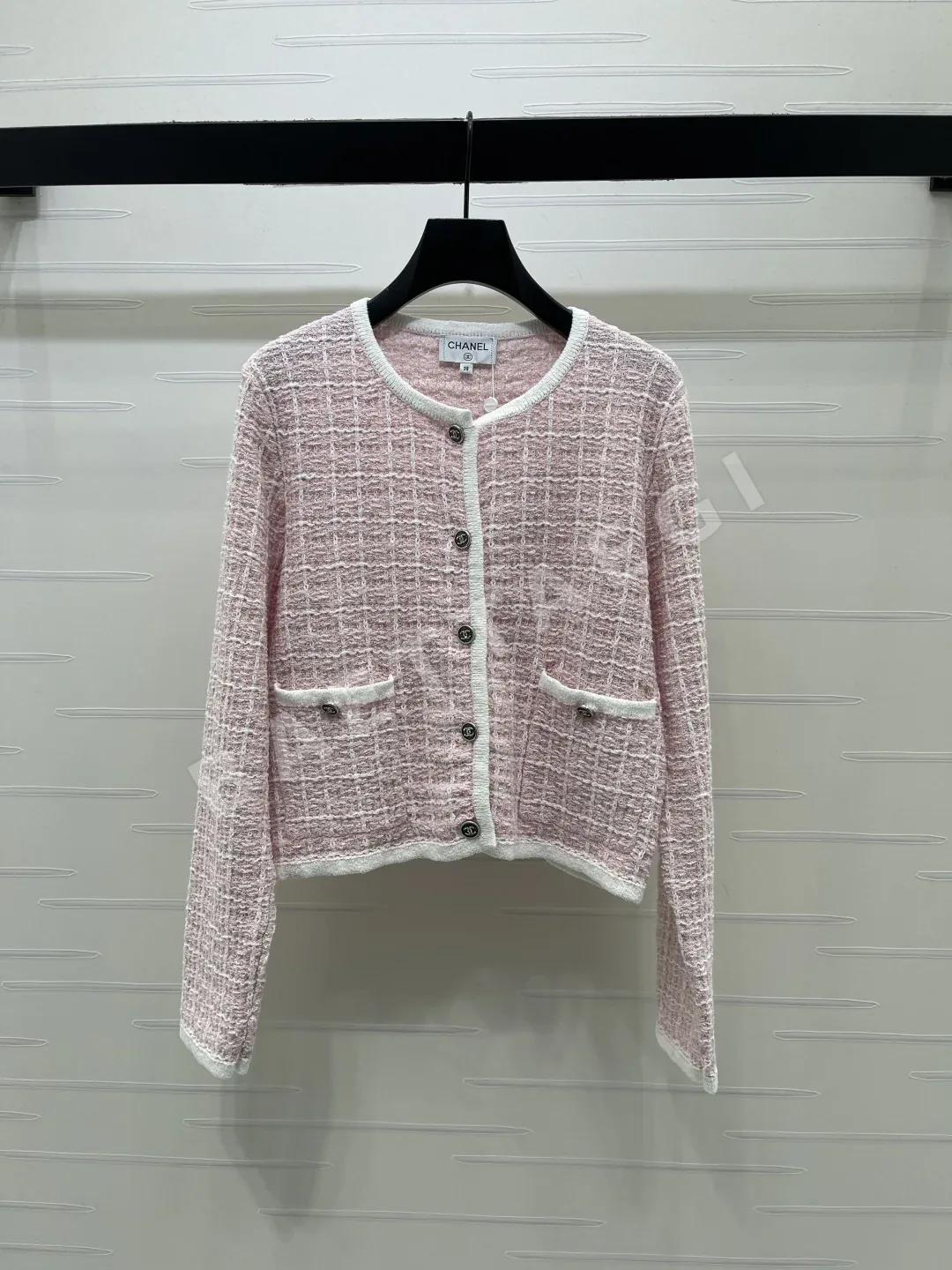 샤넬 컬러 블록 라운드넥 가디건 154616