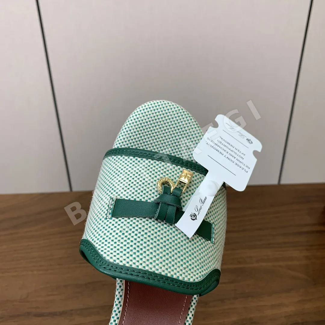 로로피아나 컬러 블록 미드힐 뮬 샌들 상세 이미지 7