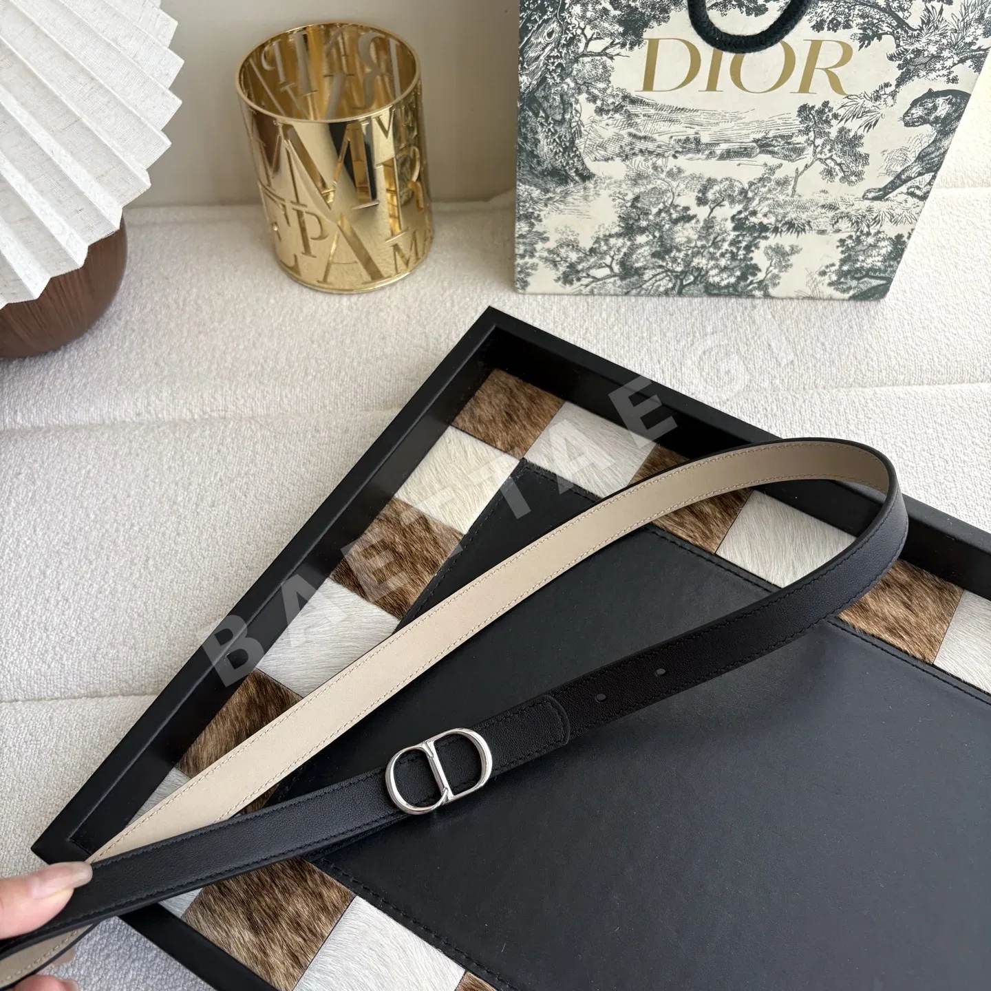디올 CD 아이콘 리버시블 송아지가죽 벨트 상세 이미지 6