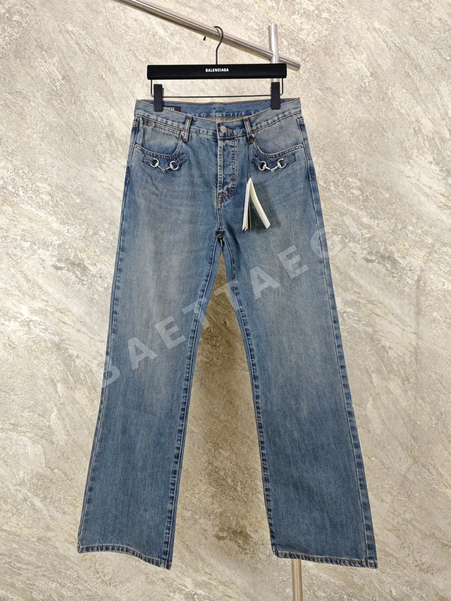 구찌 나노락 워시드 진 남성 바지 158233