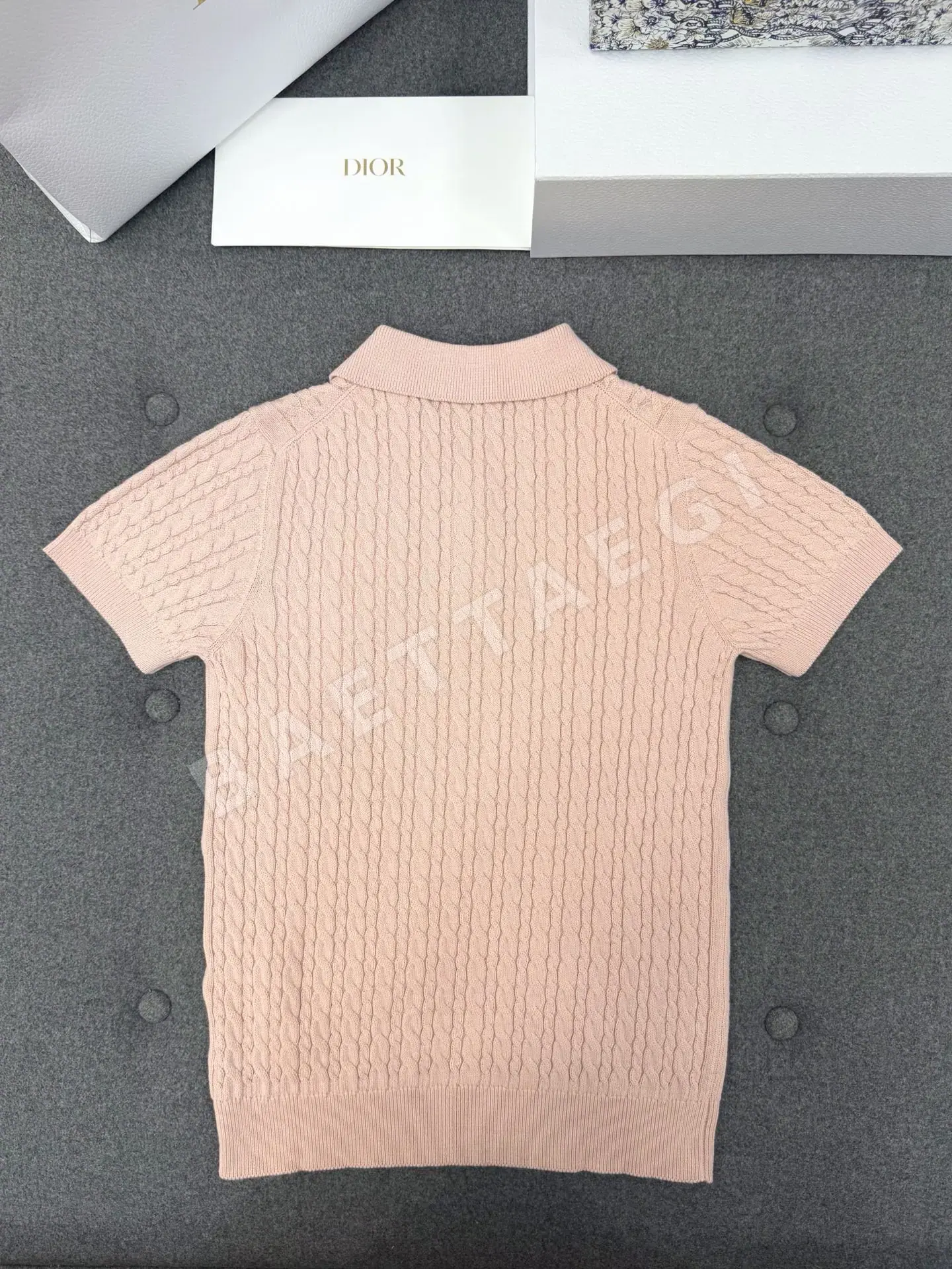 디올 케이블 니트 반팔 탑 상세 이미지 7