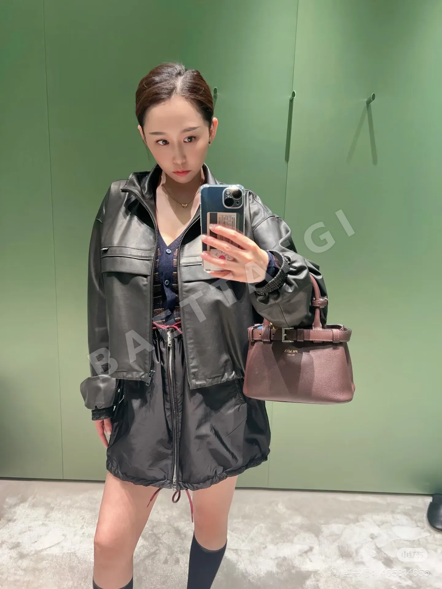 프라다 나일론 드로스트링 미니스커트 상세 이미지 6