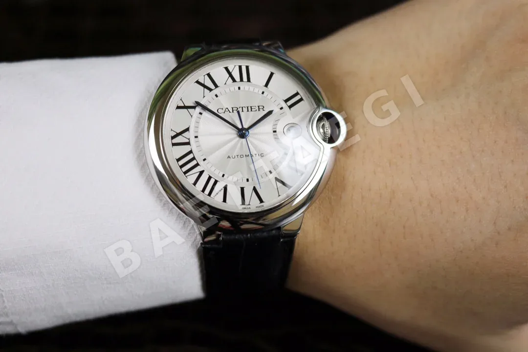 까르띠에 발롱블루 42MM2824 오토매틱 무브먼트 다이아 사파이어 글라스 블루 화이트 스틸밴드 레플리카 42540 Cartier 상세 이미지 9