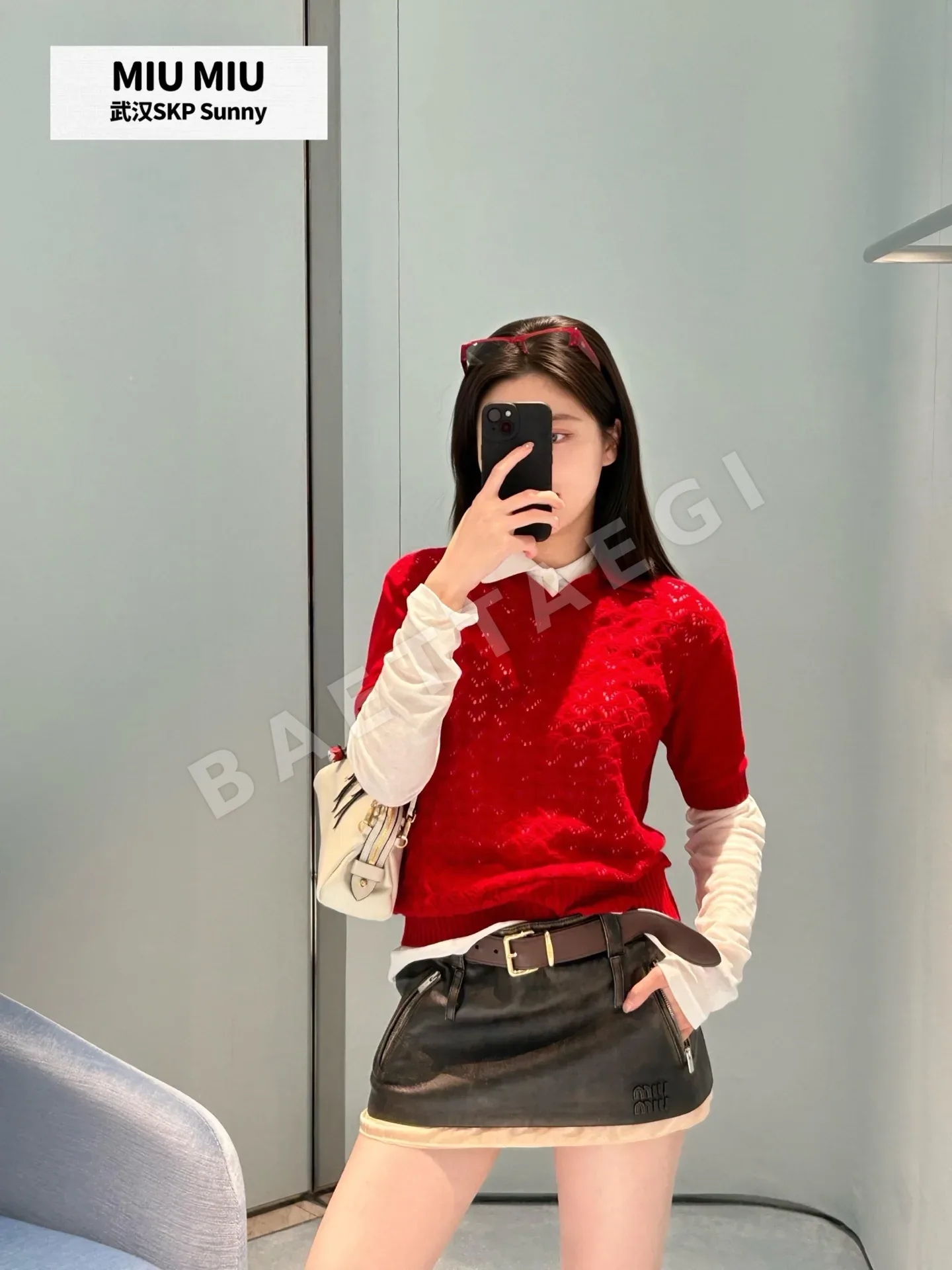미우미우 여성 반팔 캐시미어 상세 이미지 7